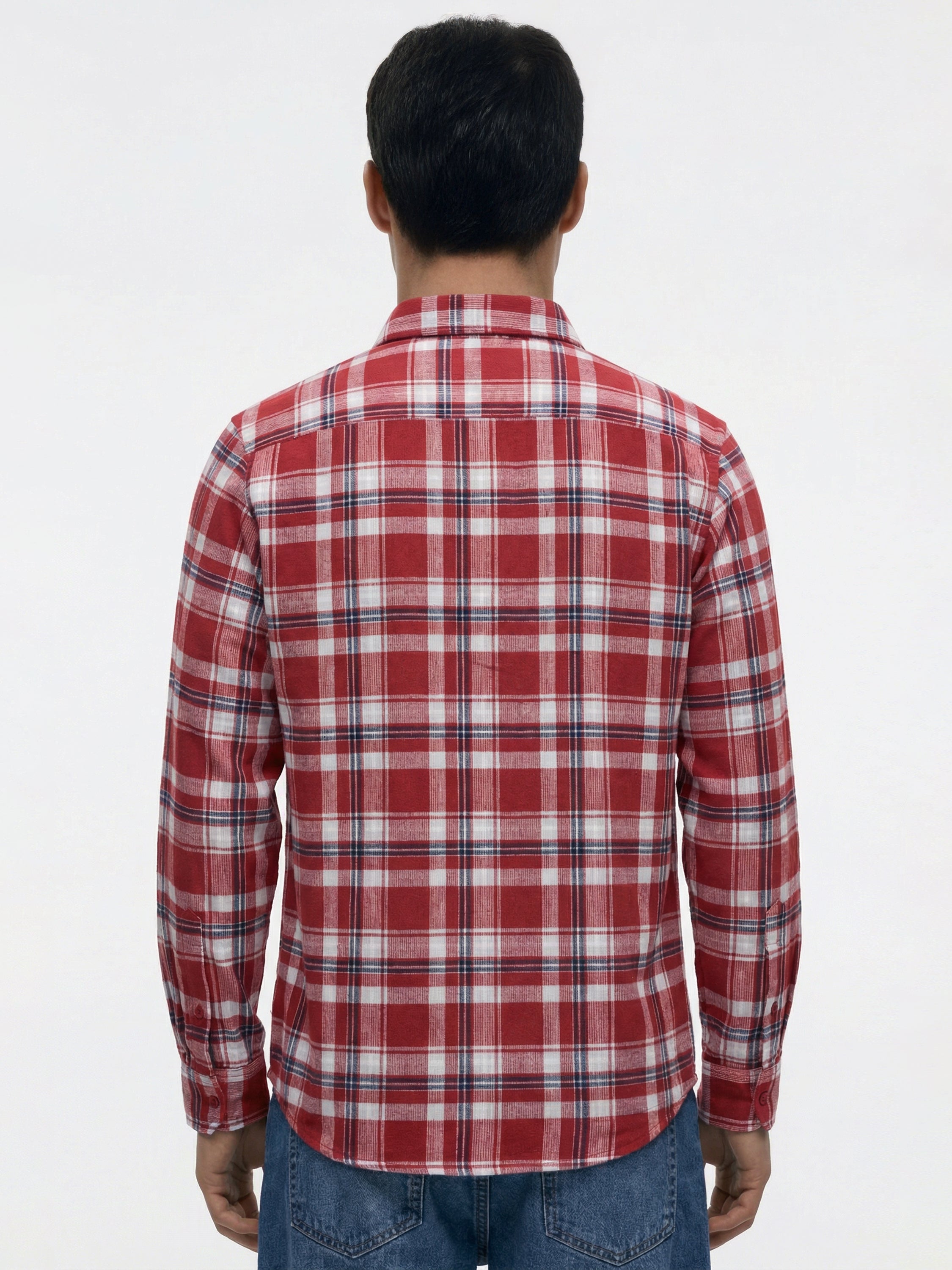 Highlander Men Red Checked Relaxed Fit Casual Shirt - Red - Image 3