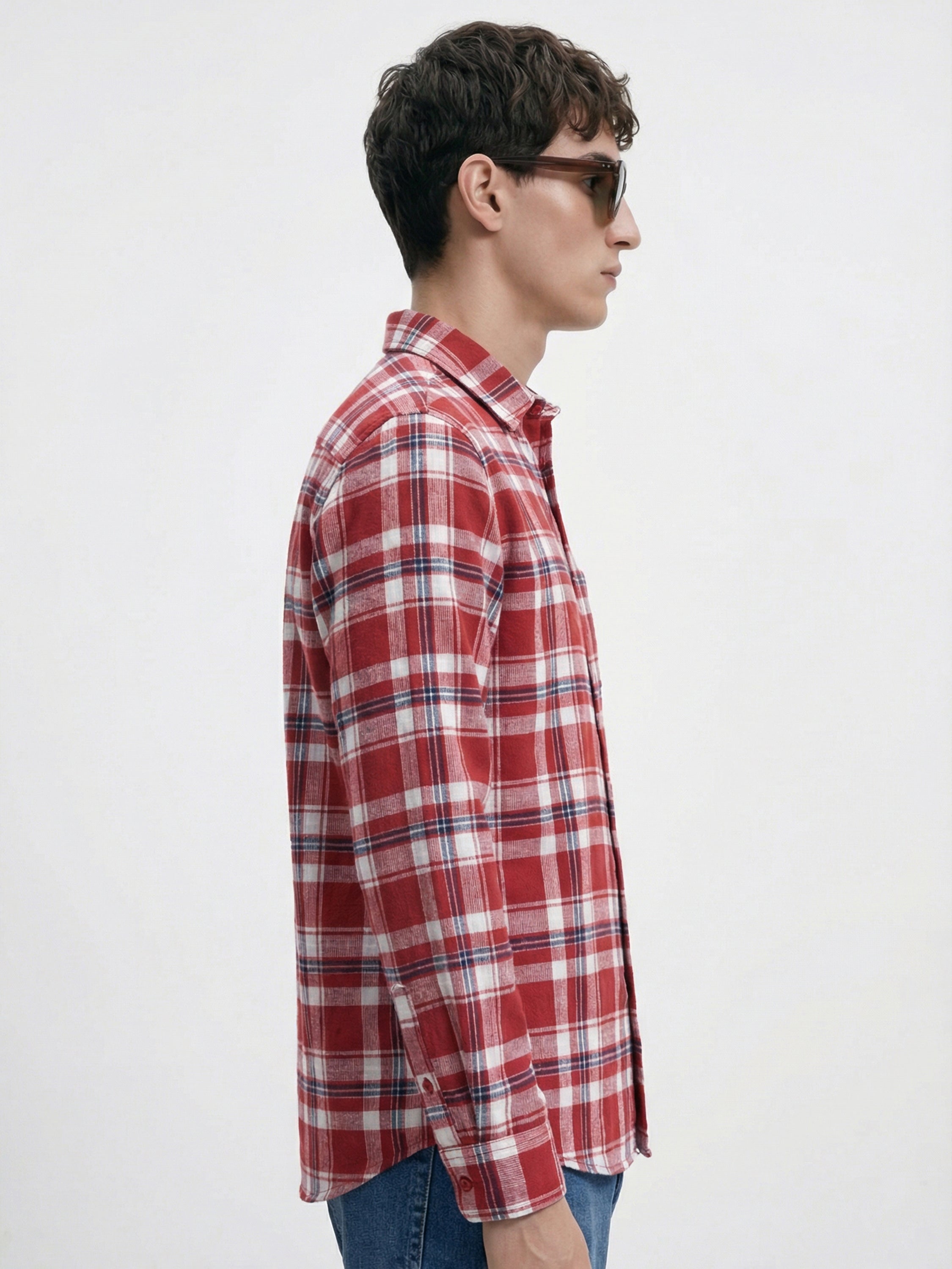 Highlander Men Red Checked Relaxed Fit Casual Shirt - Red - Image 5