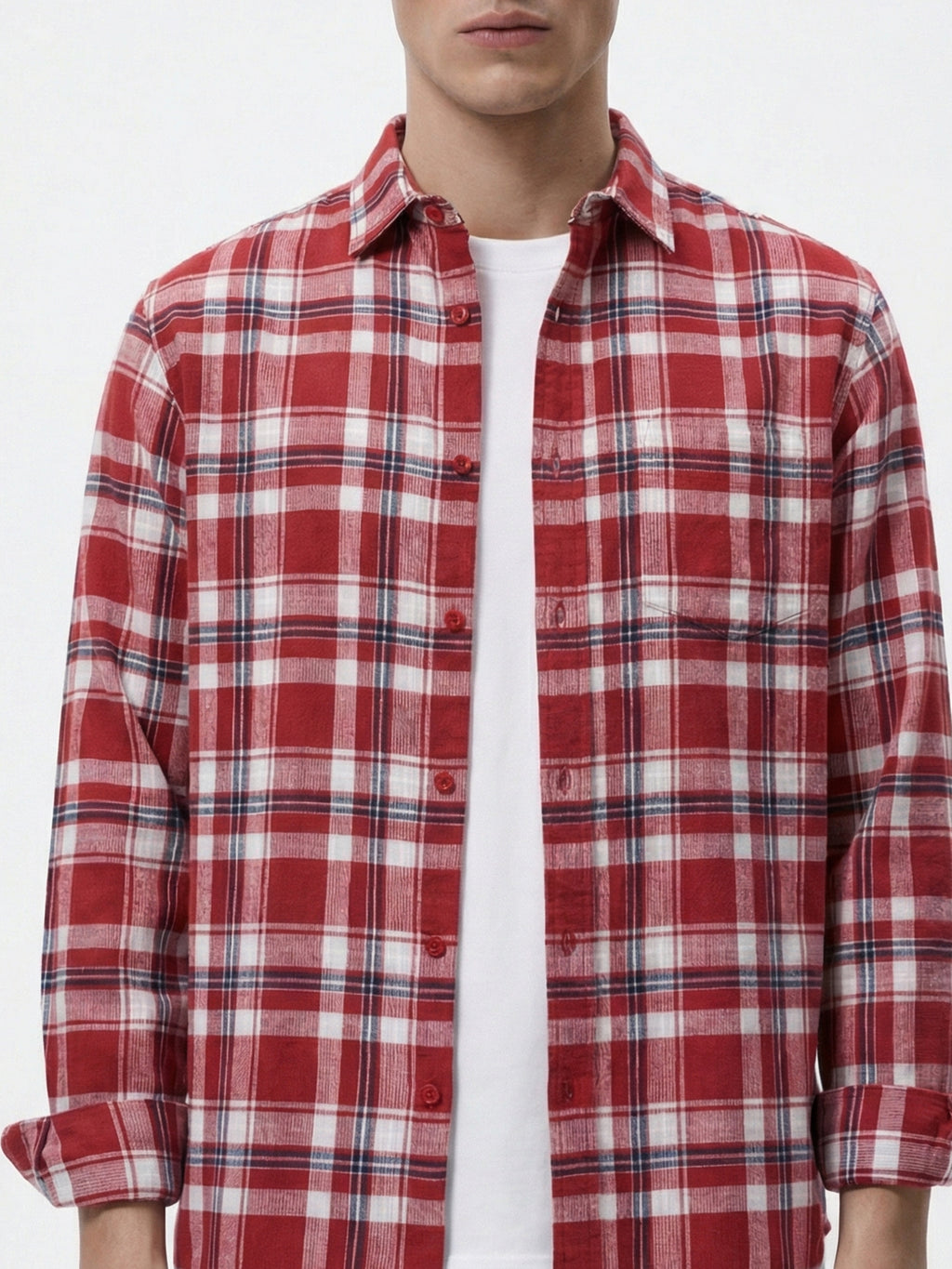 Highlander Men Red Checked Relaxed Fit Casual Shirt - Red - Image 6