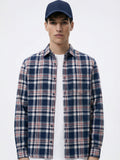 Highlander Men Navy Blue Checked Relaxed Fit Casual Shirt - Navy Blue - Image 1