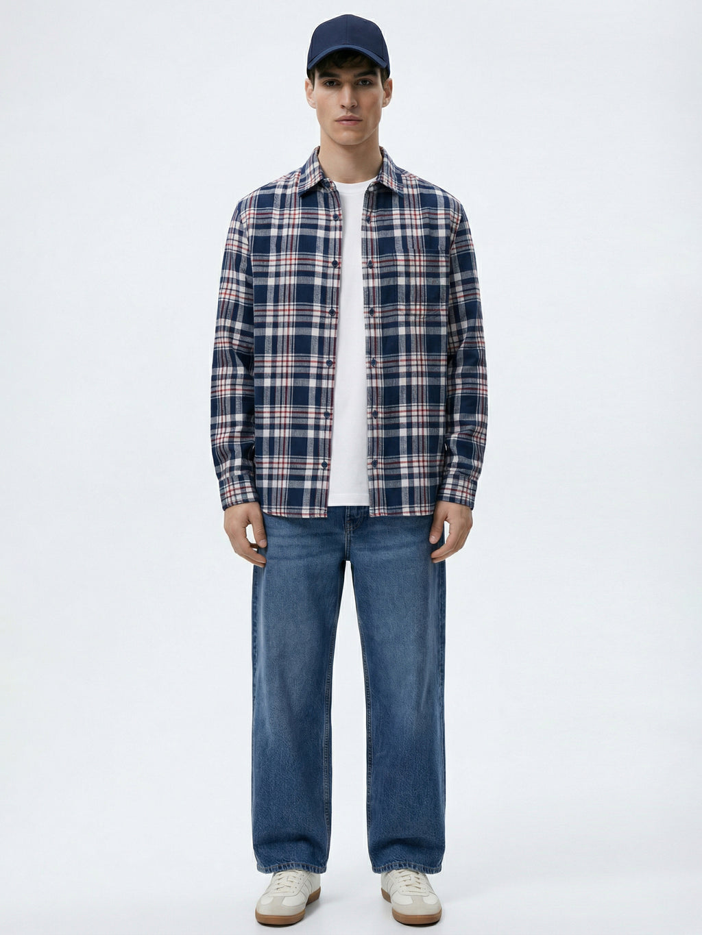 Highlander Men Navy Blue Checked Relaxed Fit Casual Shirt - Navy Blue - Image 2