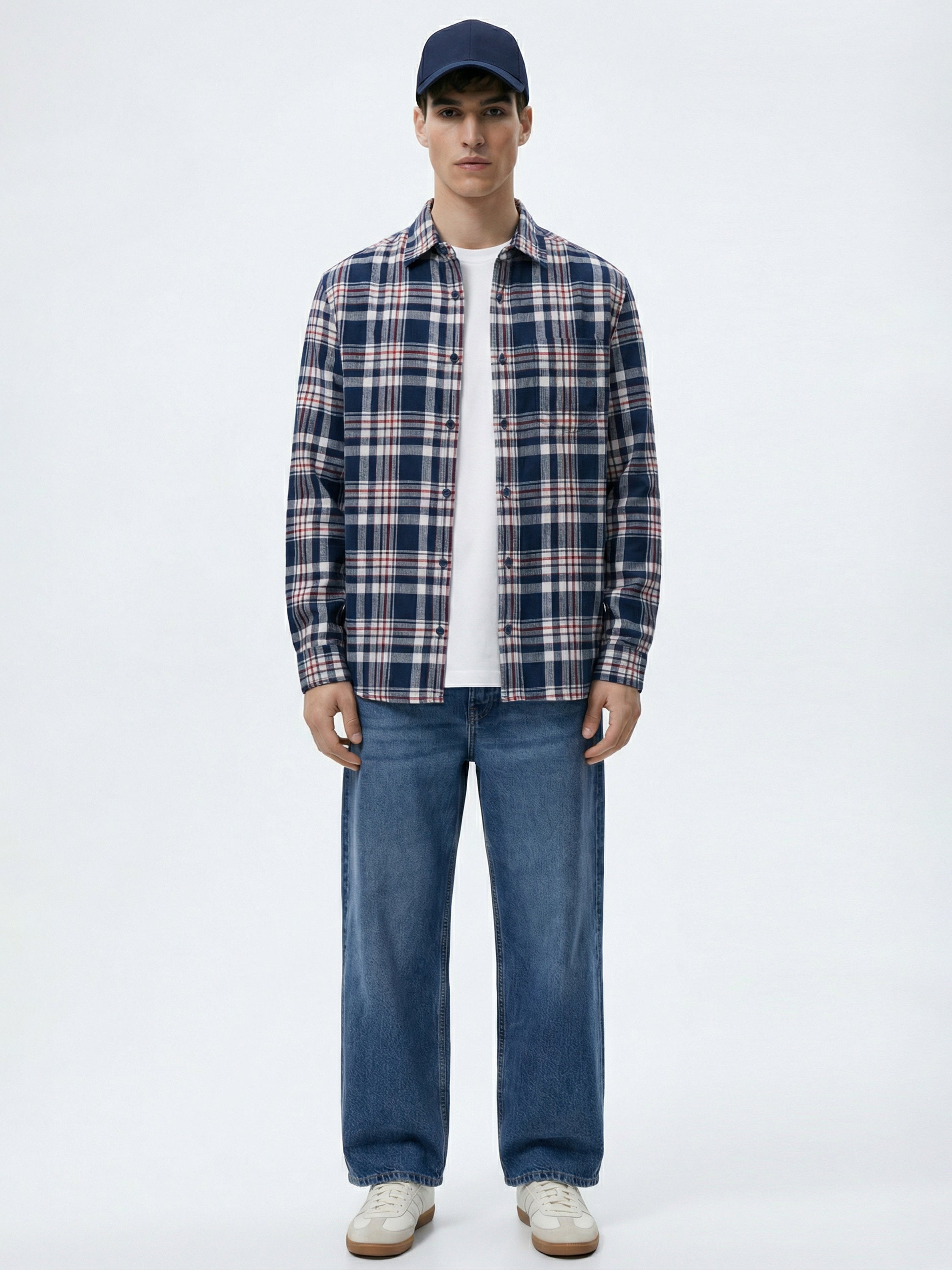 Highlander Men Navy Blue Checked Relaxed Fit Casual Shirt - Navy Blue - Image 2