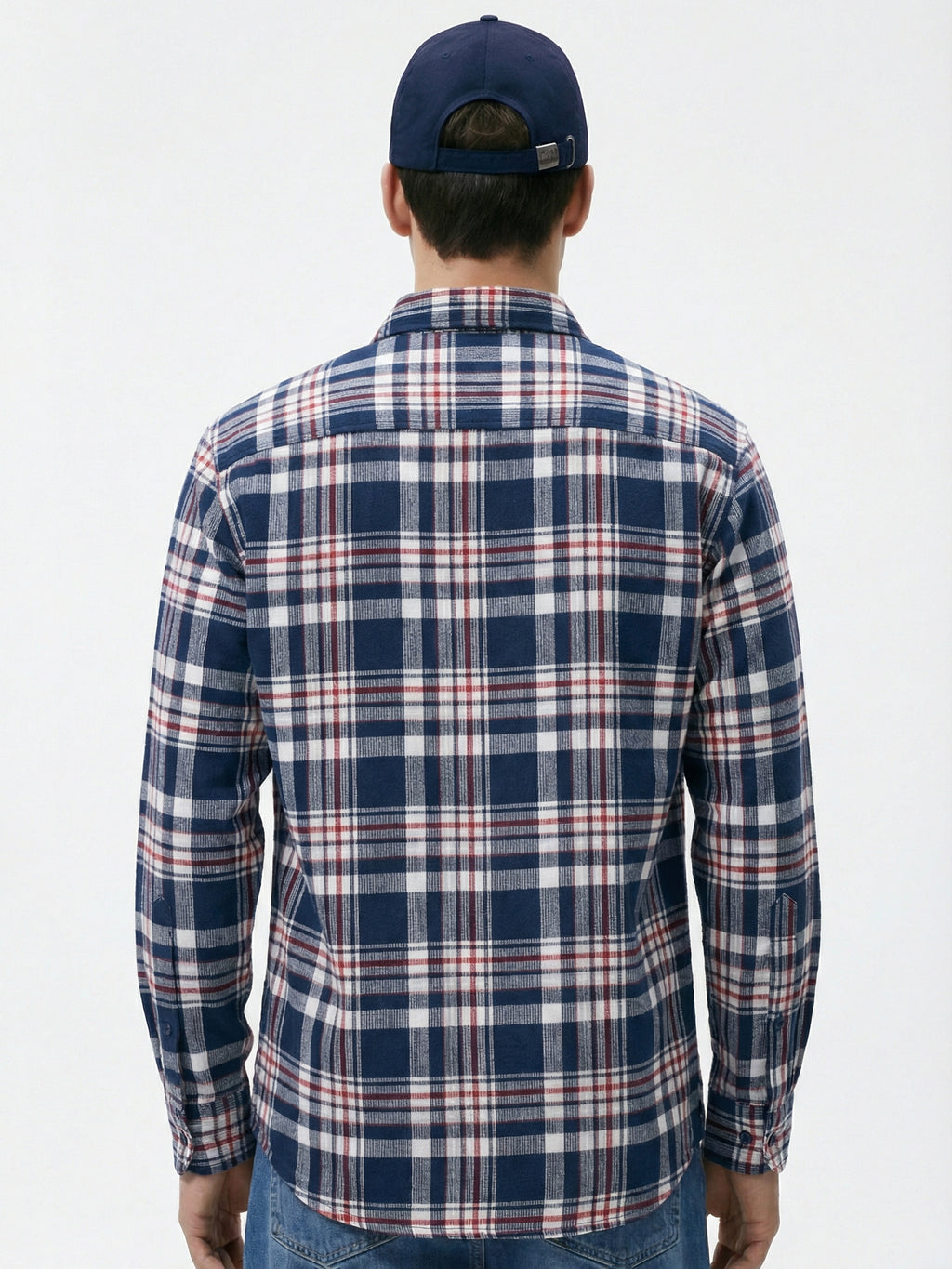 Highlander Men Navy Blue Checked Relaxed Fit Casual Shirt - Navy Blue - Image 3