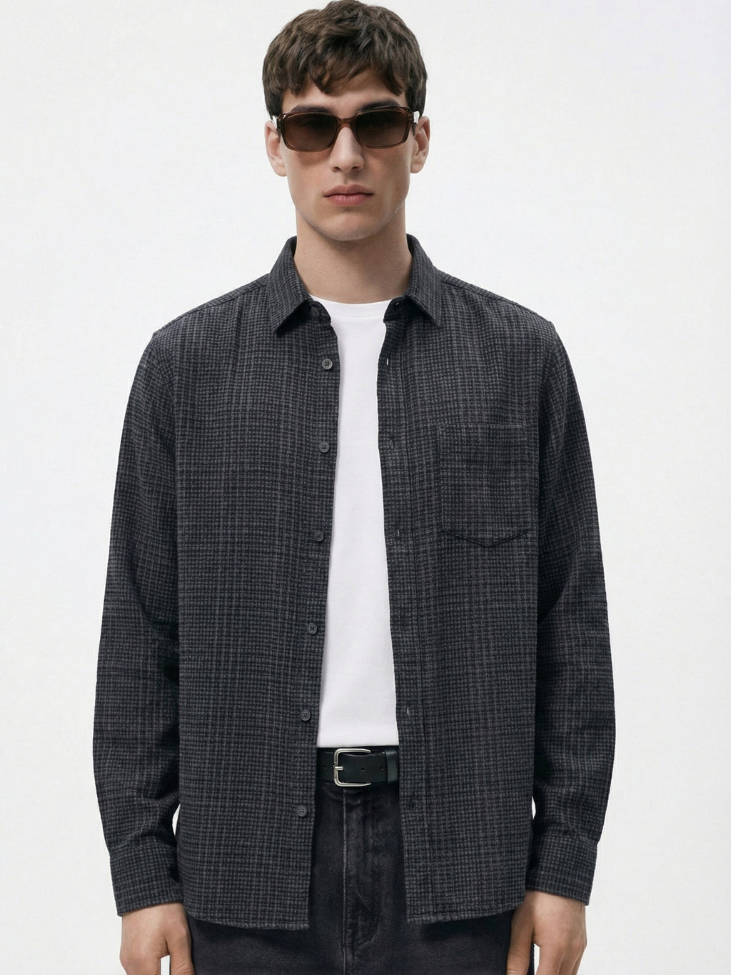Highlander Men Charcoal Checked Relaxed Fit Casual Shirt - Charcoal - Image 1