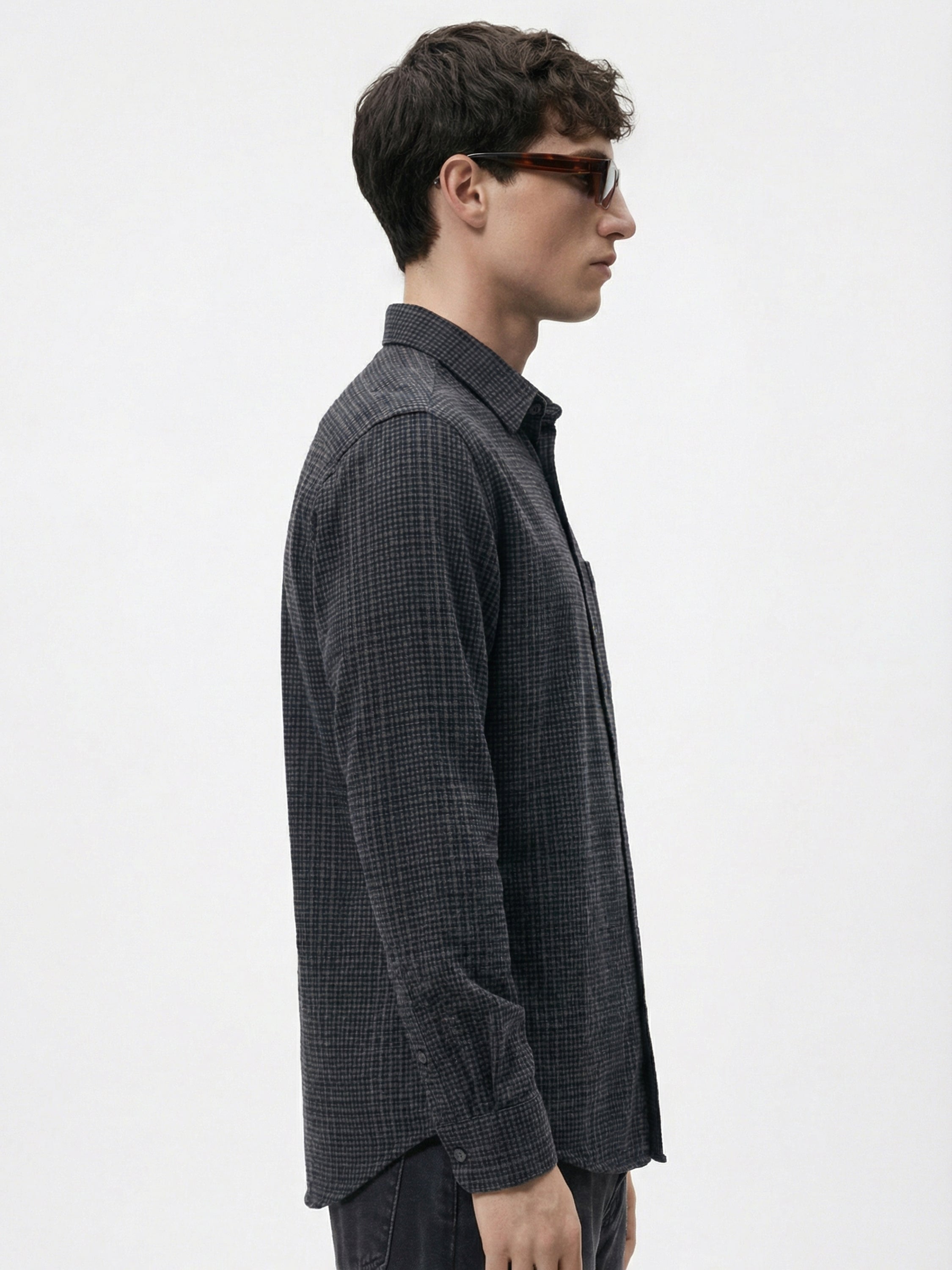 Highlander Men Charcoal Checked Relaxed Fit Casual Shirt - Charcoal - Image 4