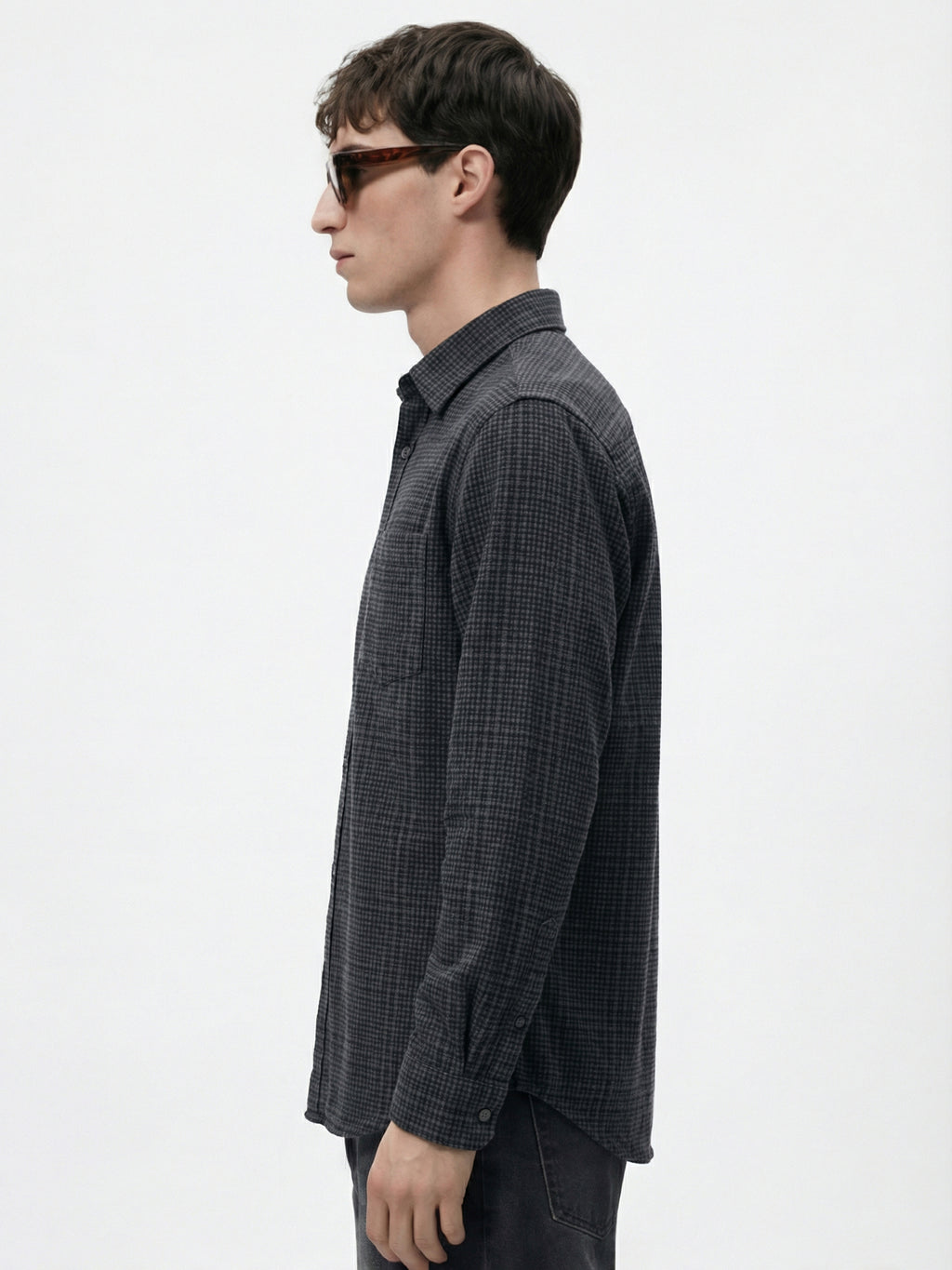Highlander Men Charcoal Checked Relaxed Fit Casual Shirt - Charcoal - Image 5