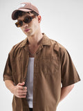 Highlander Men Brown Solid Boxy Fit Casual Shirt - Brown - Image 1