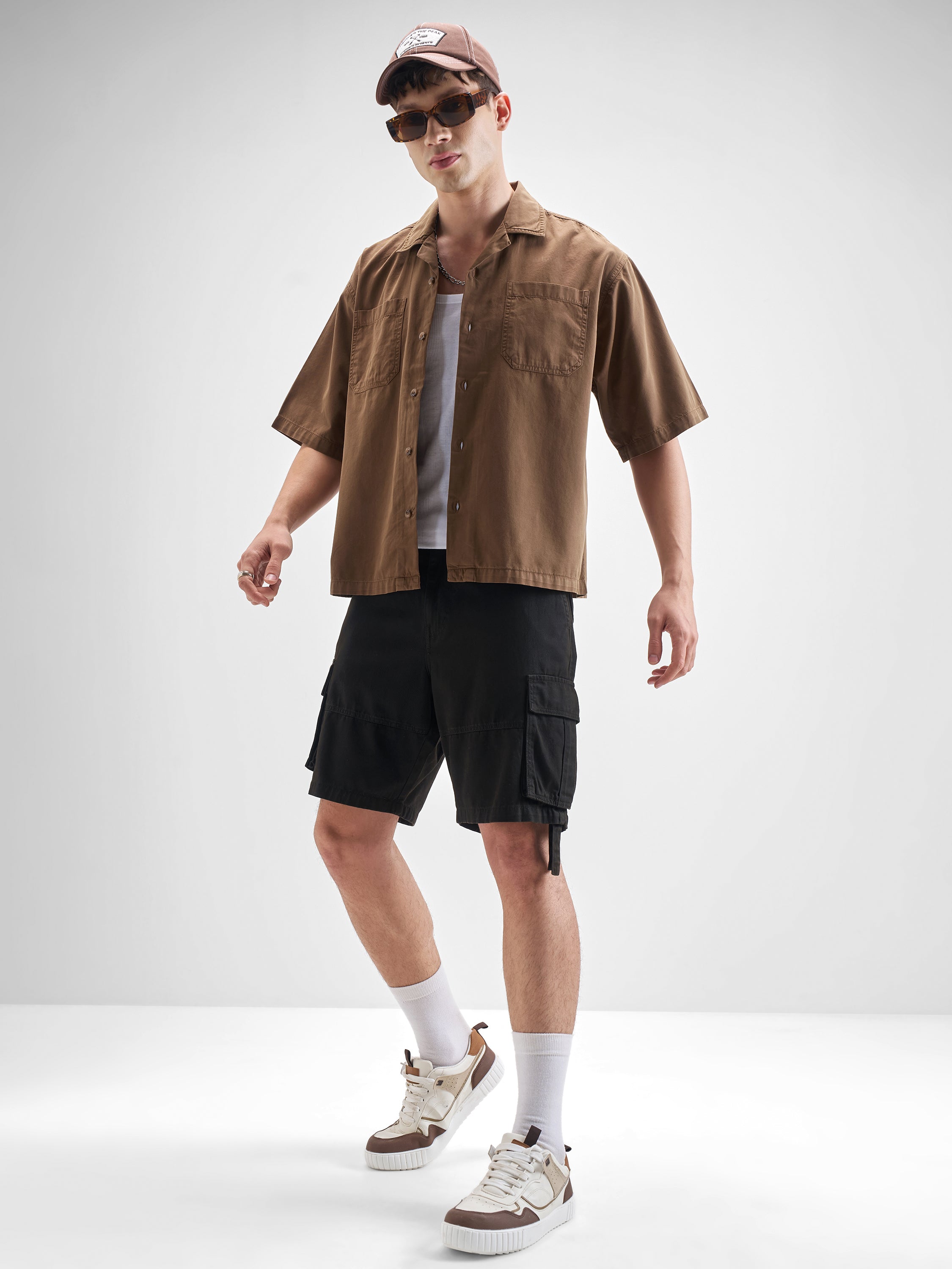 Highlander Men Brown Solid Boxy Fit Casual Shirt - Brown - Image 2