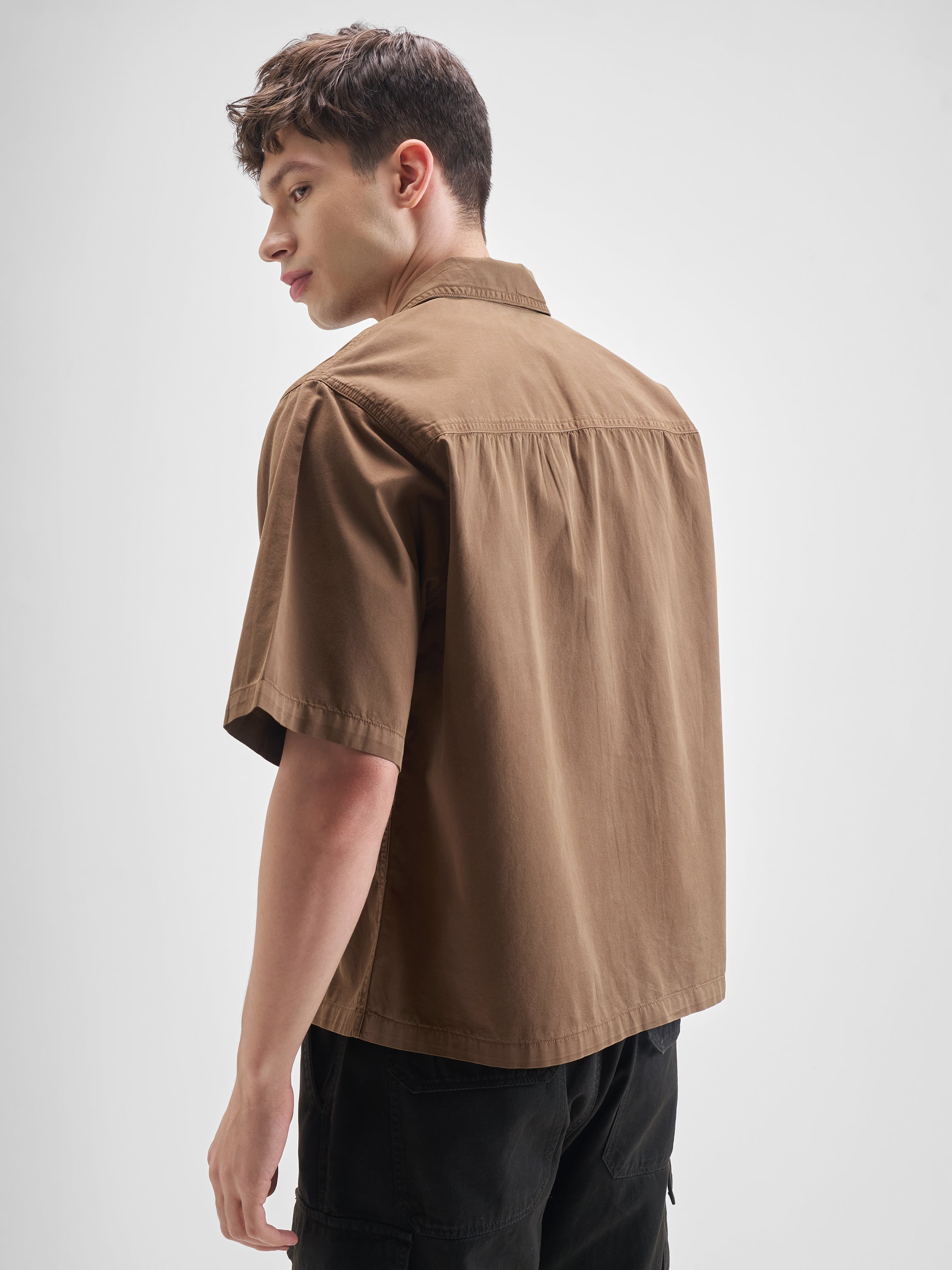 Highlander Men Brown Solid Boxy Fit Casual Shirt - Brown - Image 3