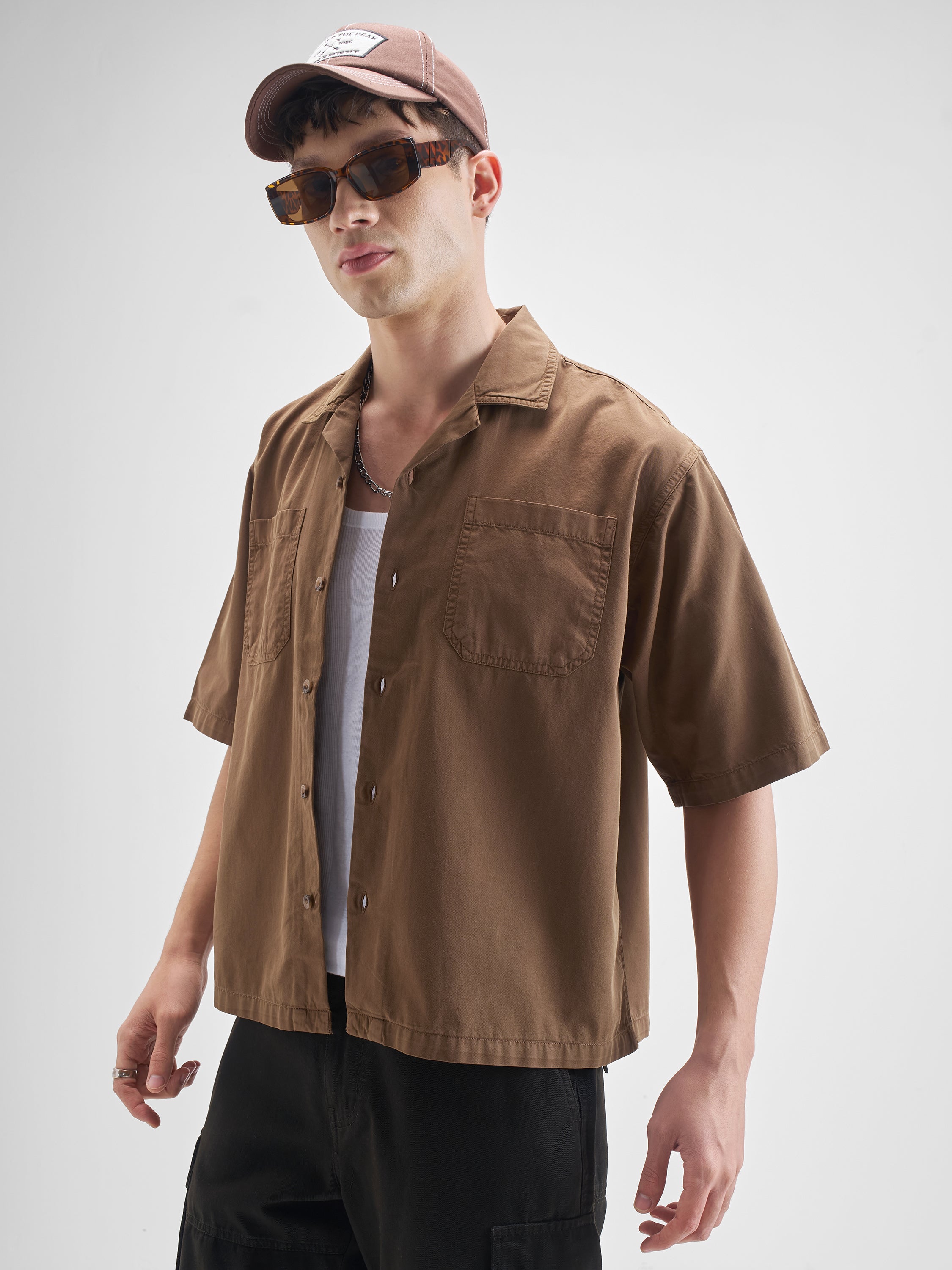 Highlander Men Brown Solid Boxy Fit Casual Shirt - Brown - Image 4