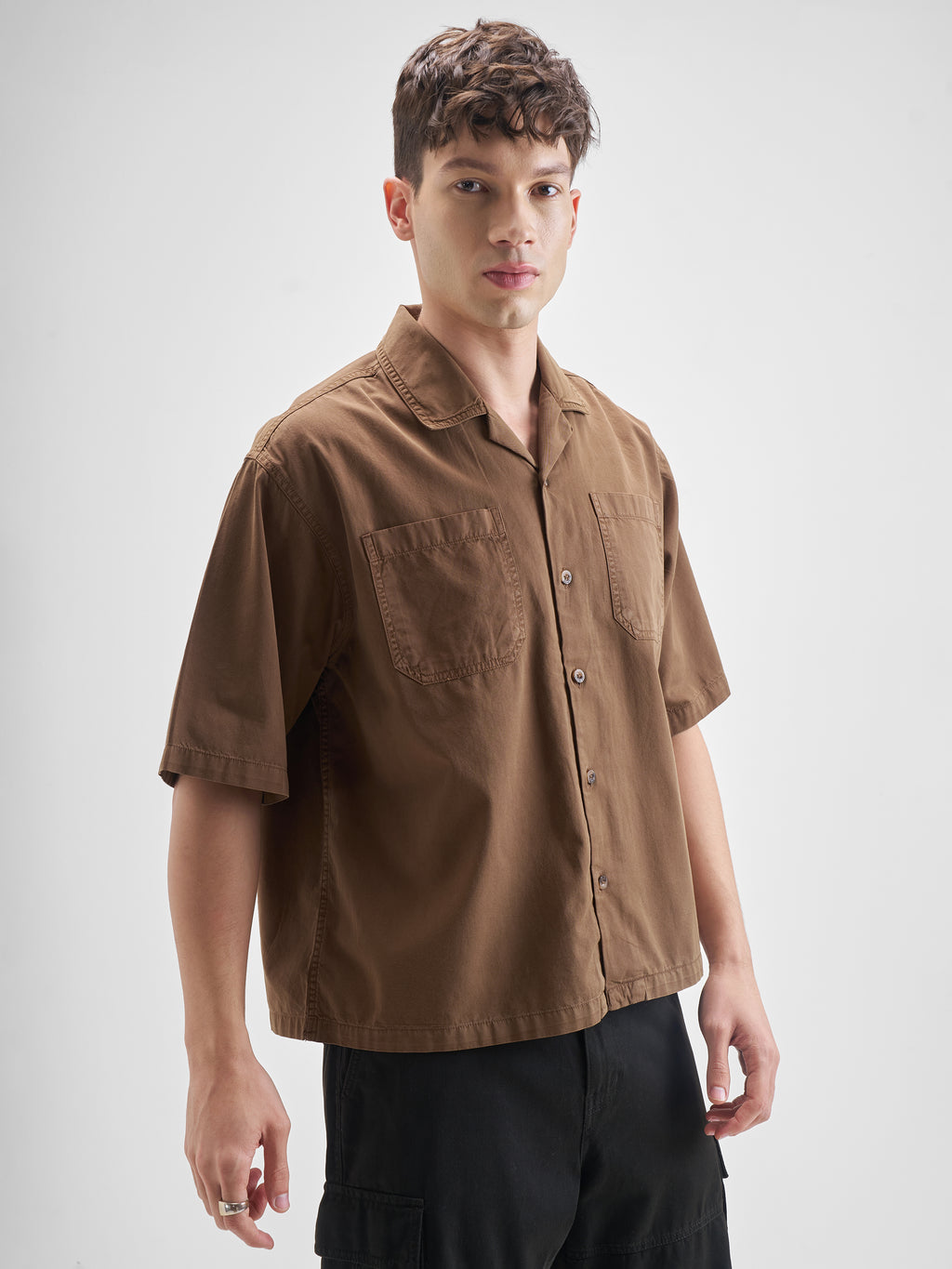 Highlander Men Brown Solid Boxy Fit Casual Shirt - Brown - Image 6