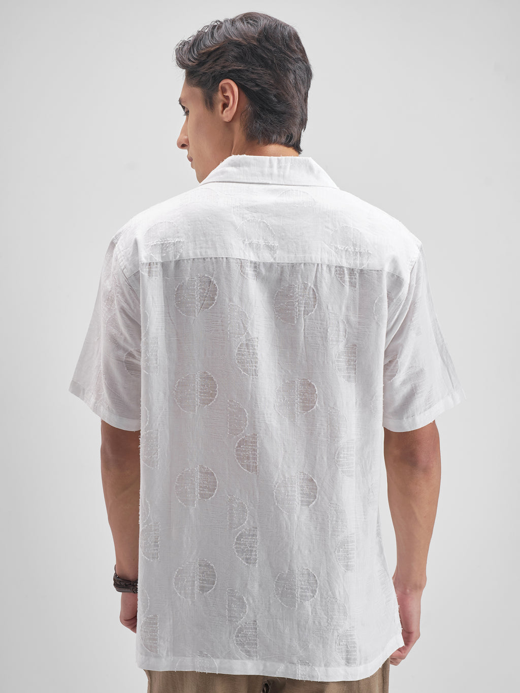Highlander Men White Self Design Relaxed Fit Casual shirt - White - Image 3