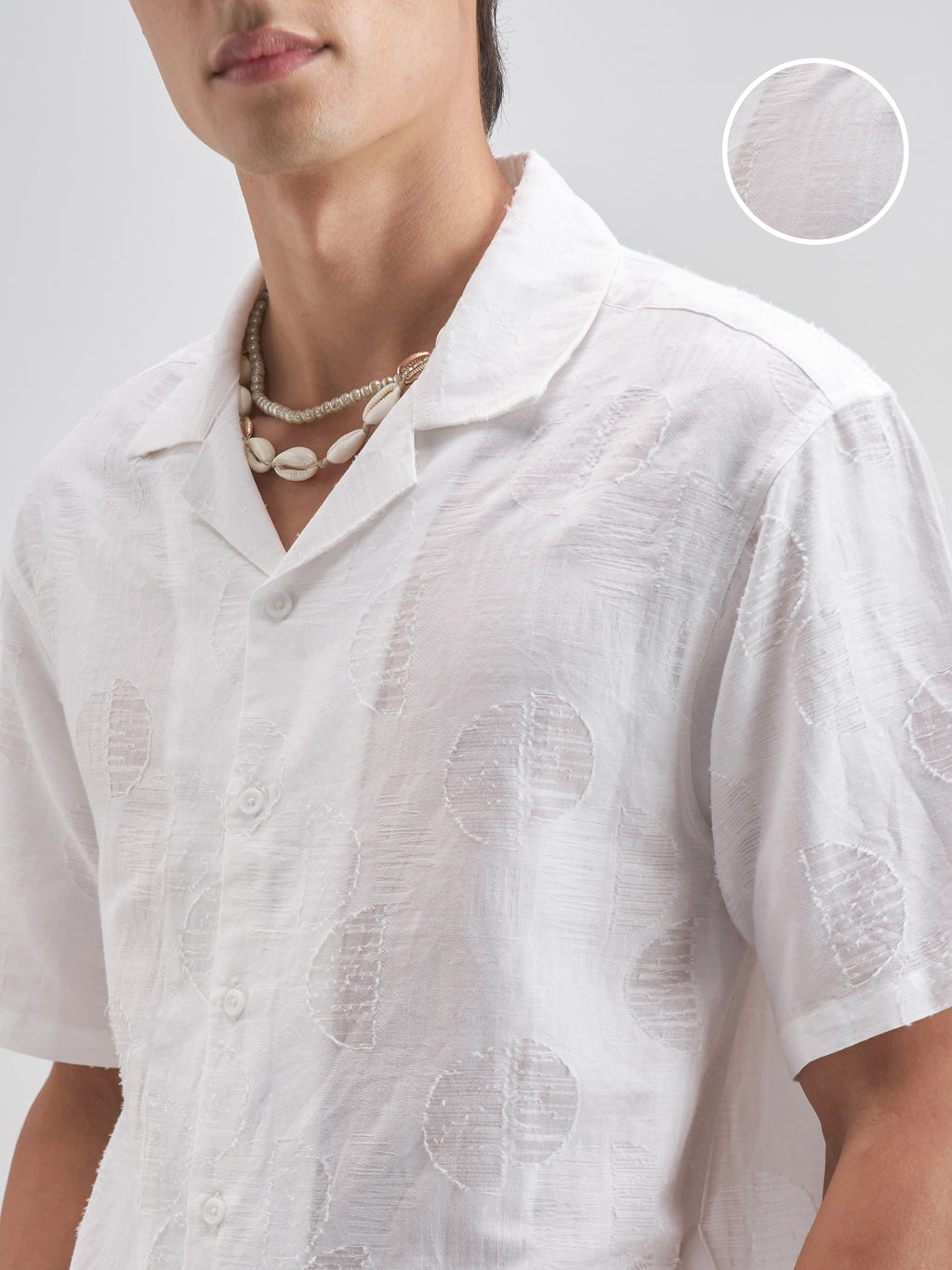 Highlander Men White Self Design Relaxed Fit Casual shirt - White - Image 5