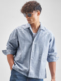 Highlander Men Blue Printed Boxy Casual Shirt - Blue - Image 1