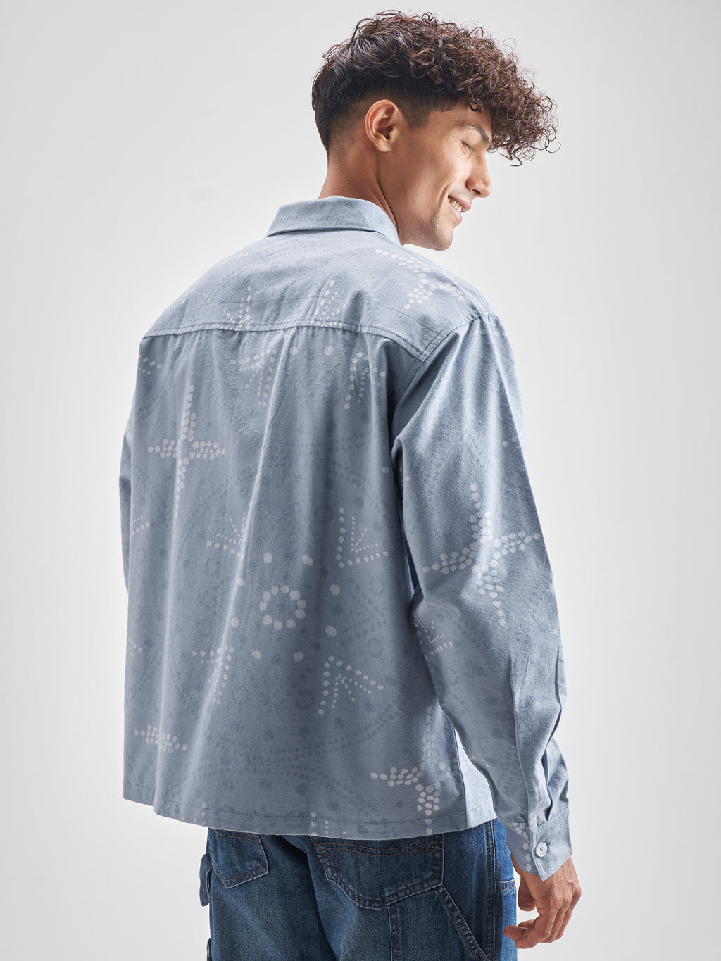 Highlander Men Blue Printed Boxy Casual Shirt - Blue - Image 3