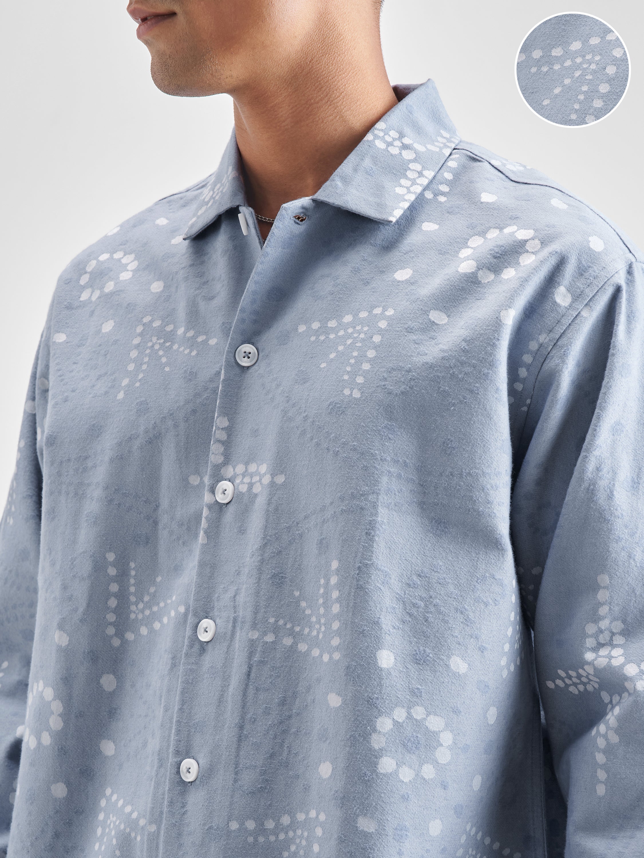 Highlander Men Blue Printed Boxy Casual Shirt - Blue - Image 5
