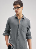 Highlander Men Blue Self Design Regular Fit Casual Shirt - Blue - Image 1