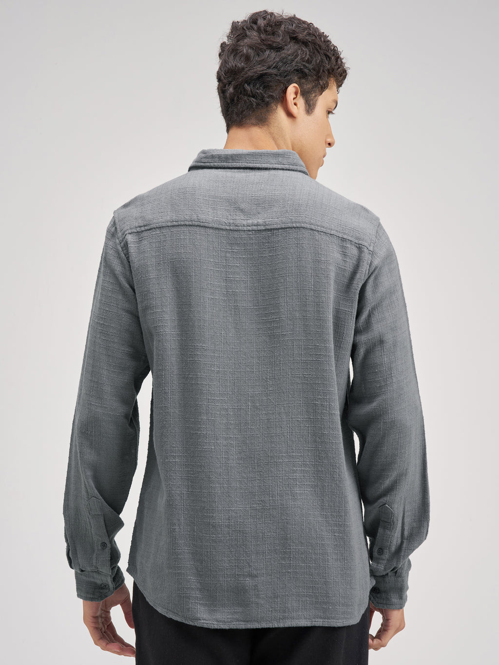 Highlander Men Blue Self Design Regular Fit Casual Shirt - Blue - Image 3