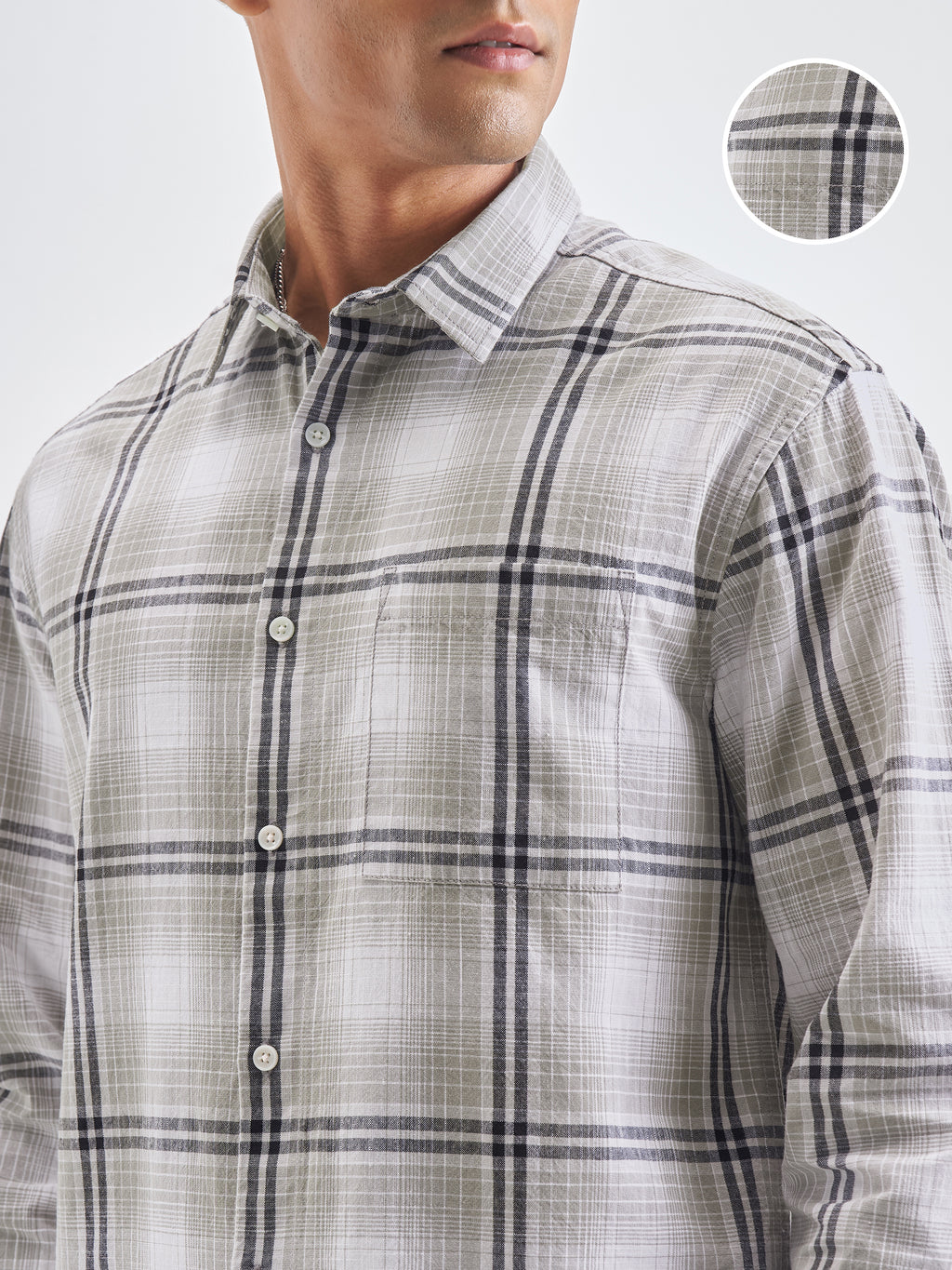 Highlander Men Grey Checked Relaxed Fit Casual Shirt - Grey - Image 5