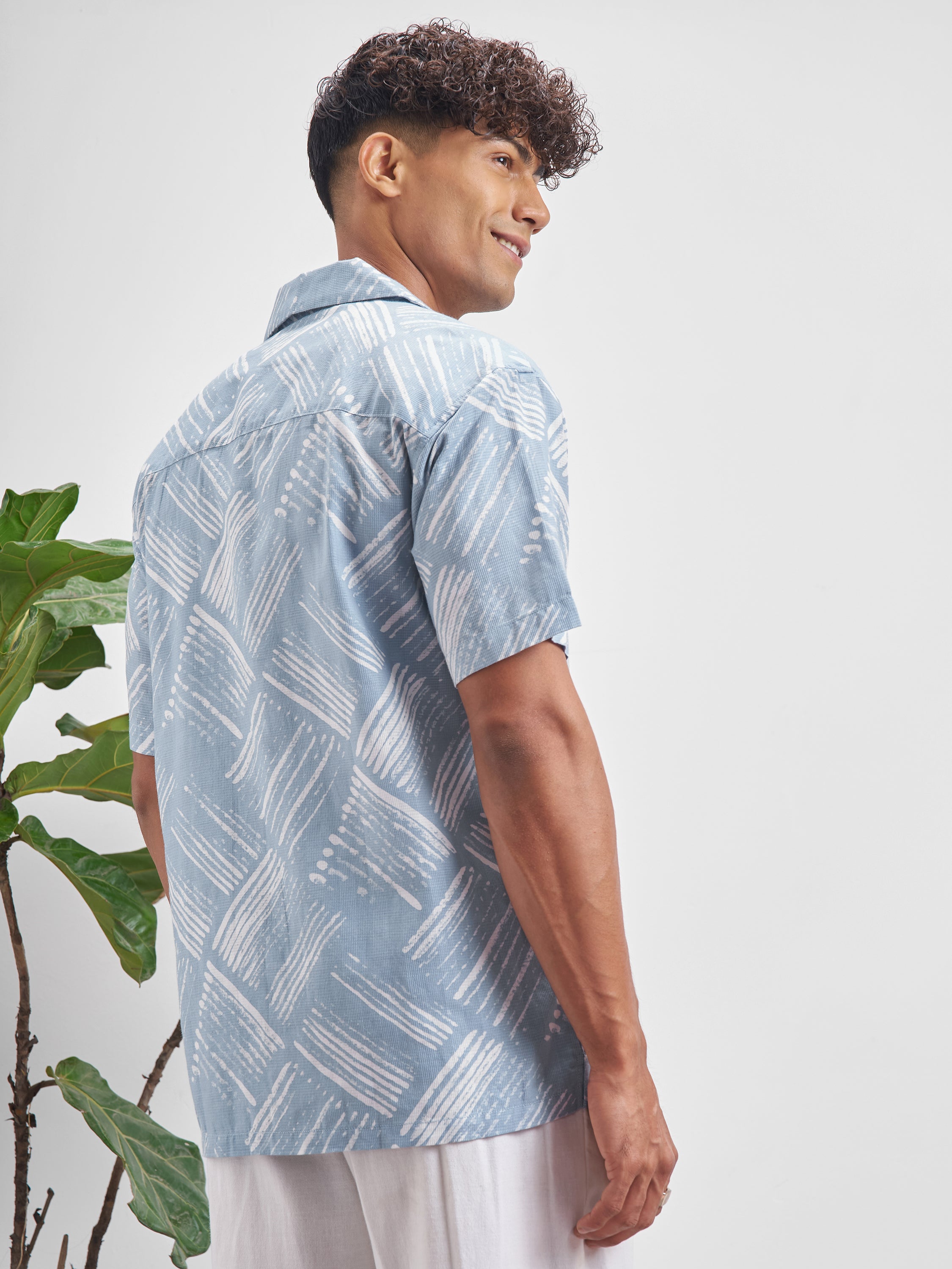 Highlander Men Blue Printed Relaxed Fit Casual Shirt - Blue - Image 3