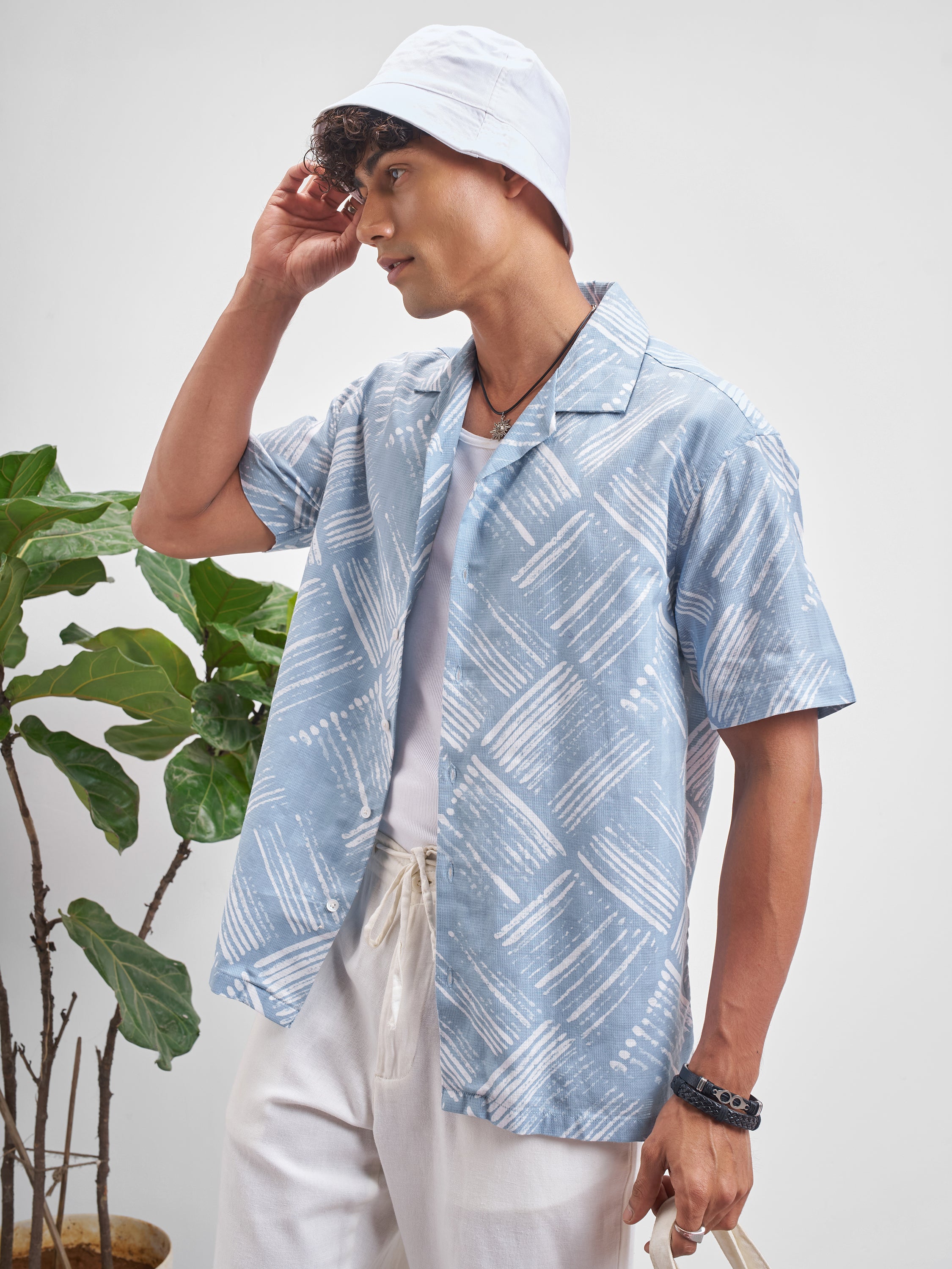 Highlander Men Blue Printed Relaxed Fit Casual Shirt - Blue - Image 4
