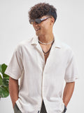 Highlander Men White Self Design Oversized Fit Casual Shirt - White - Image 1