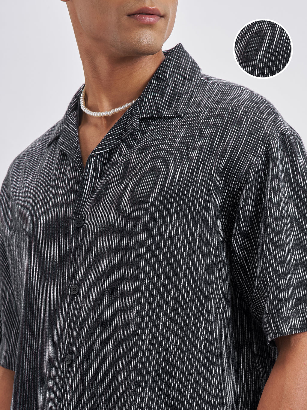 Highlander Men Black Self Design Oversized Fit Casual Shirt - Black - Image 5