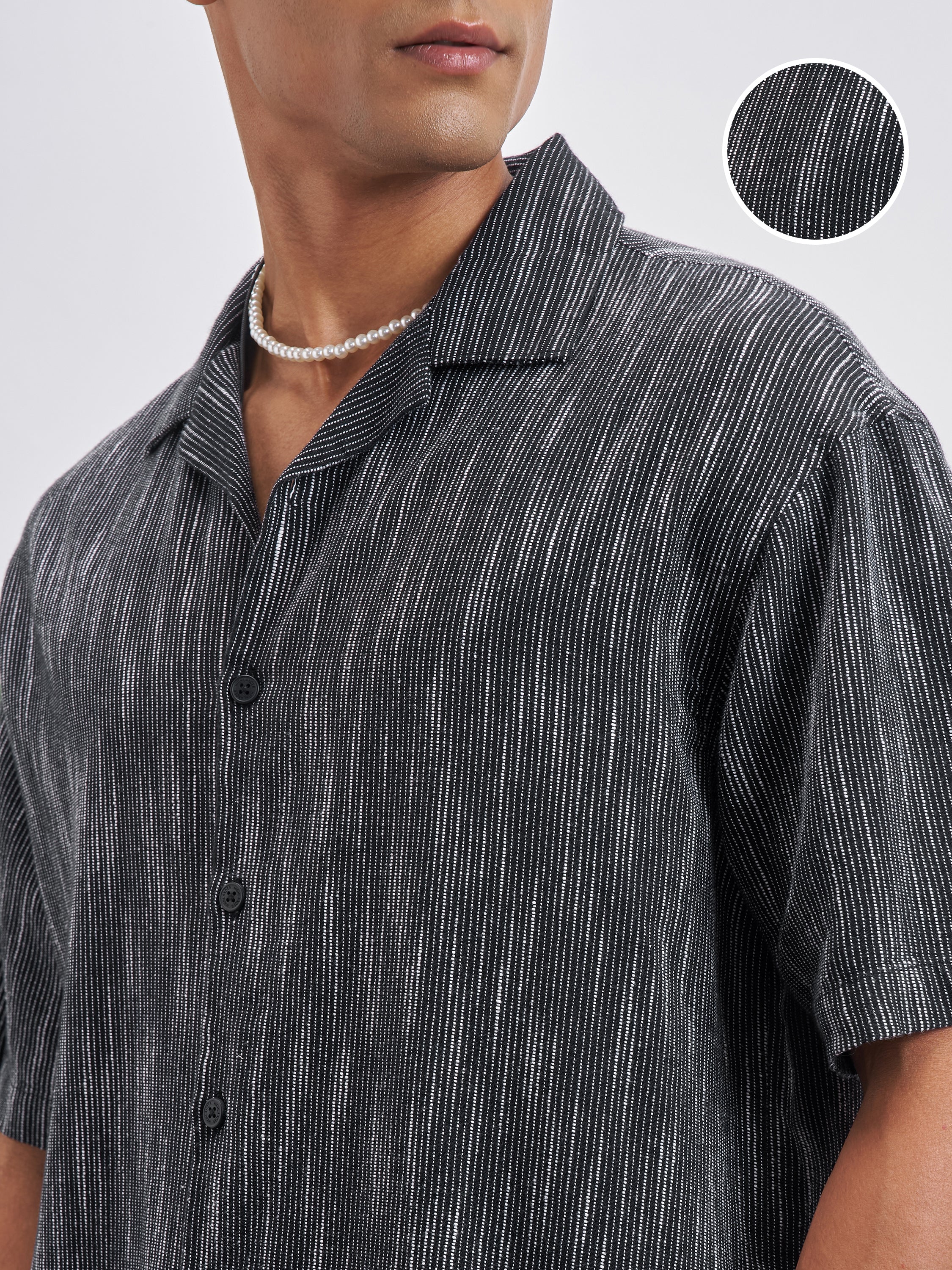 Highlander Men Black Self Design Oversized Fit Casual Shirt - Black - Image 5