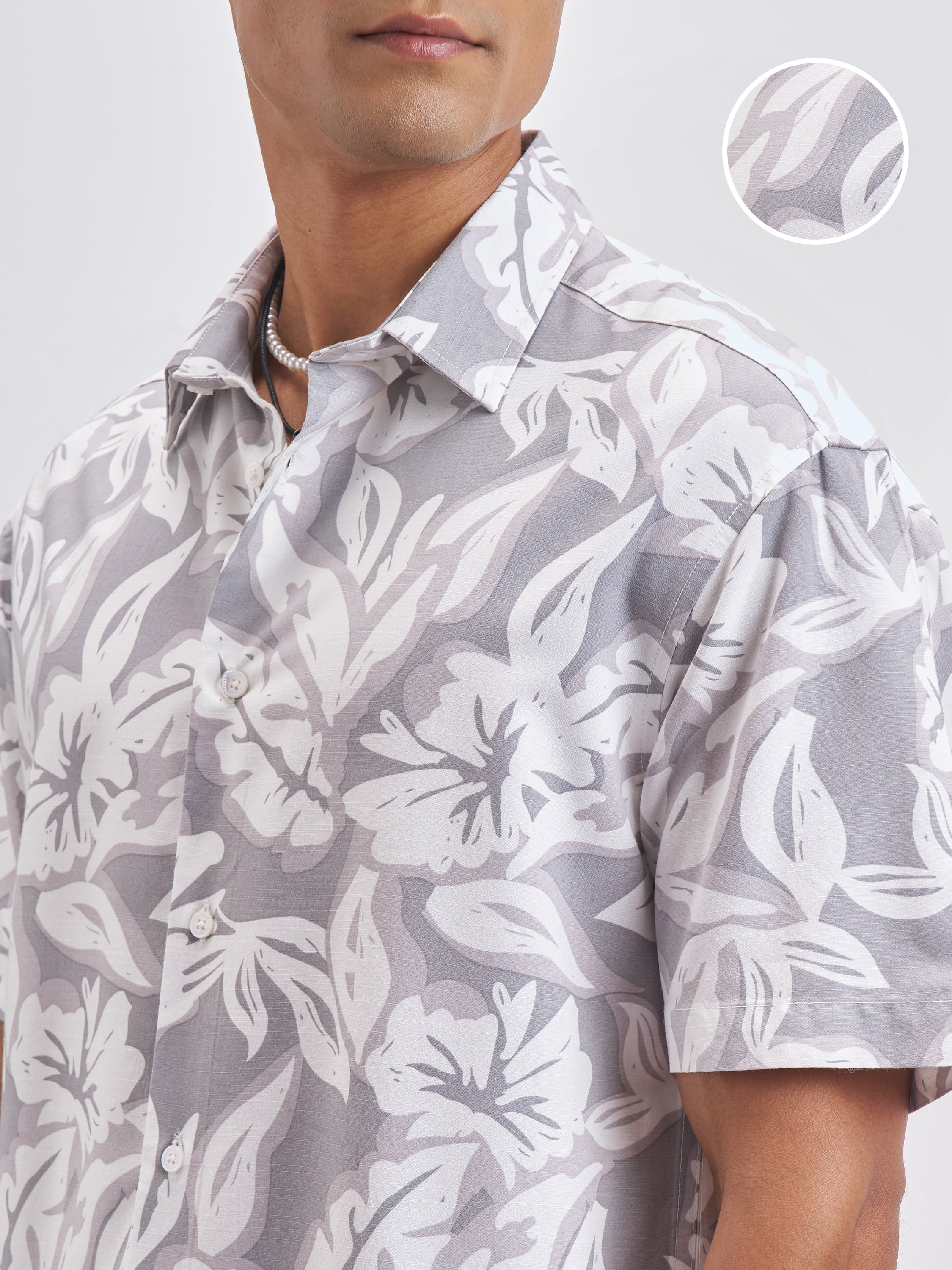 Highlander Men Grey Printed Relaxed Fit Casual Shirt - Grey - Image 5