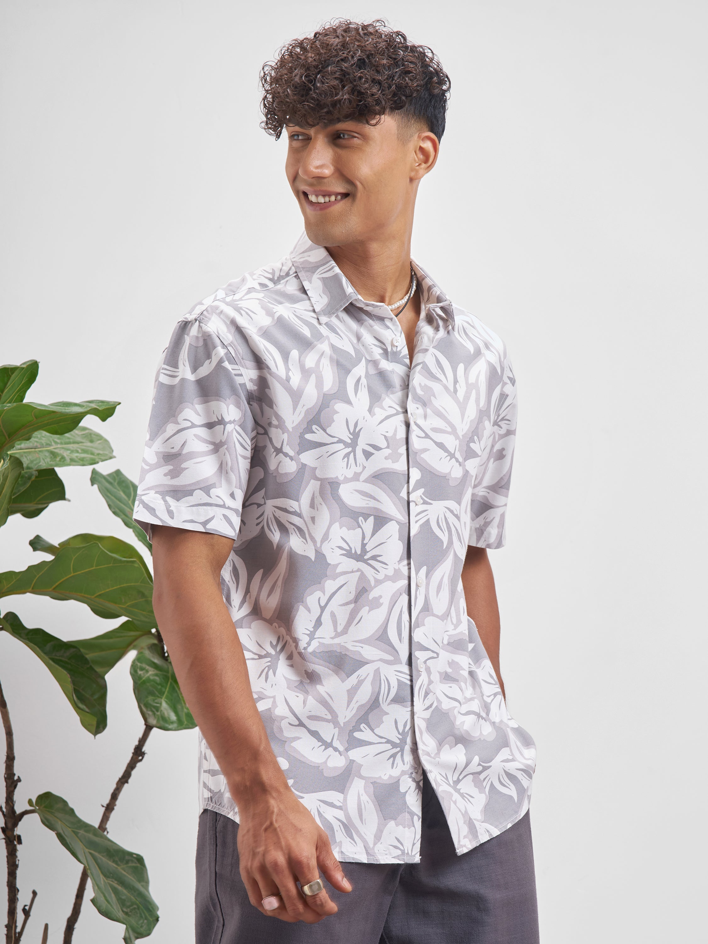 Highlander Men Grey Printed Relaxed Fit Casual Shirt - Grey - Image 6