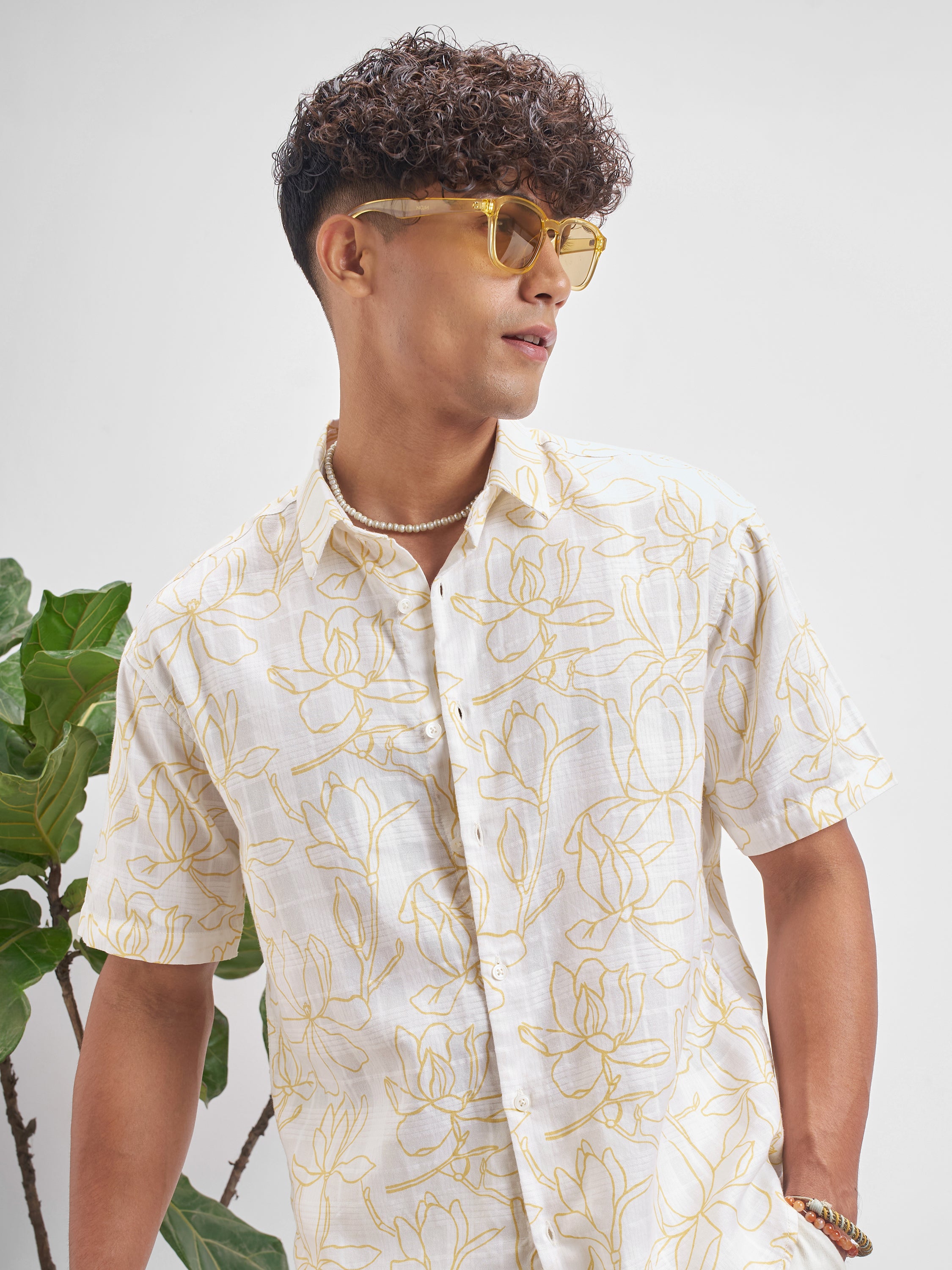 Highlander Men White Printed Relaxed Fit Casual Shirt - White - Image 1