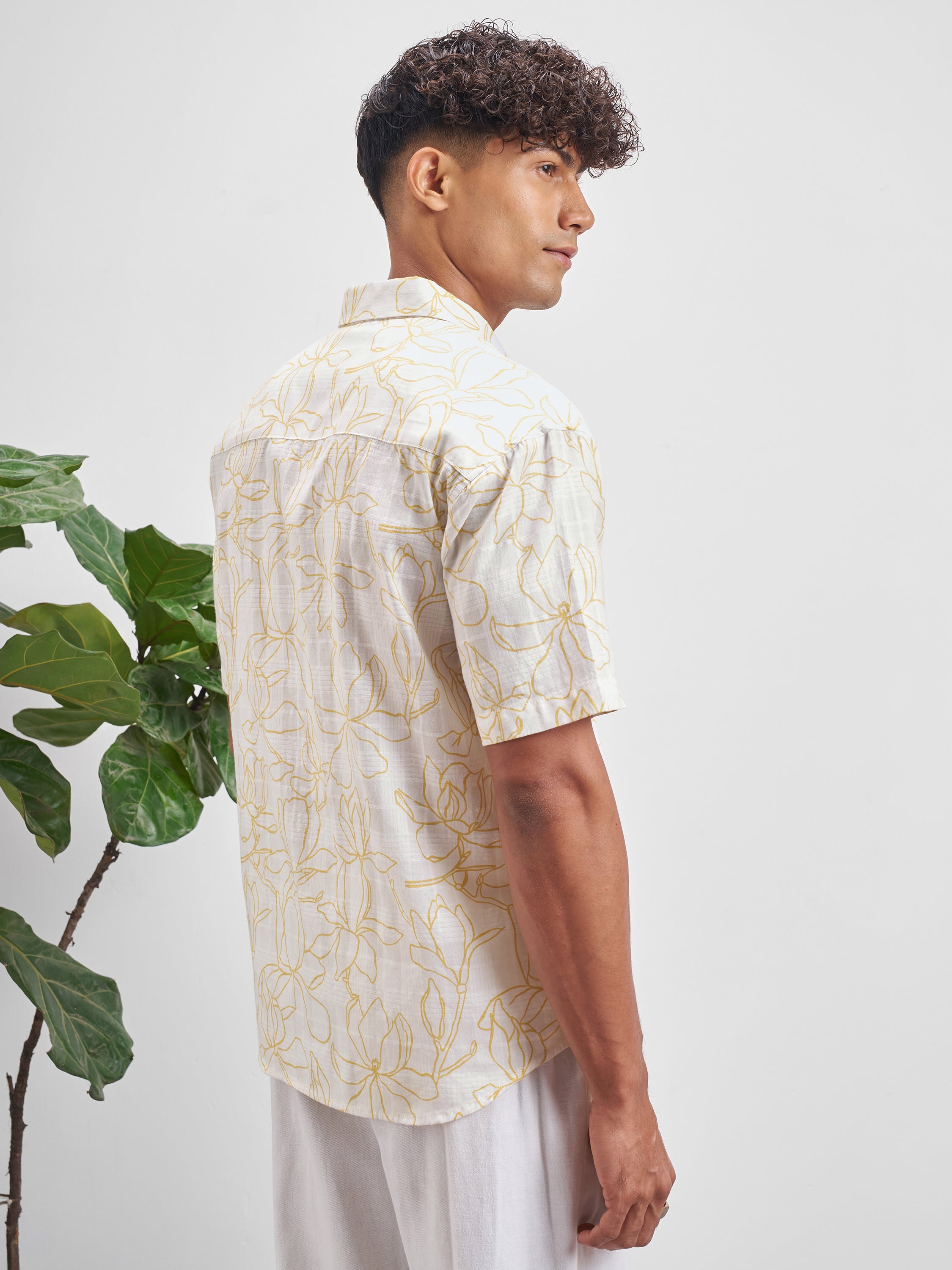 Highlander Men White Printed Relaxed Fit Casual Shirt - White - Image 3