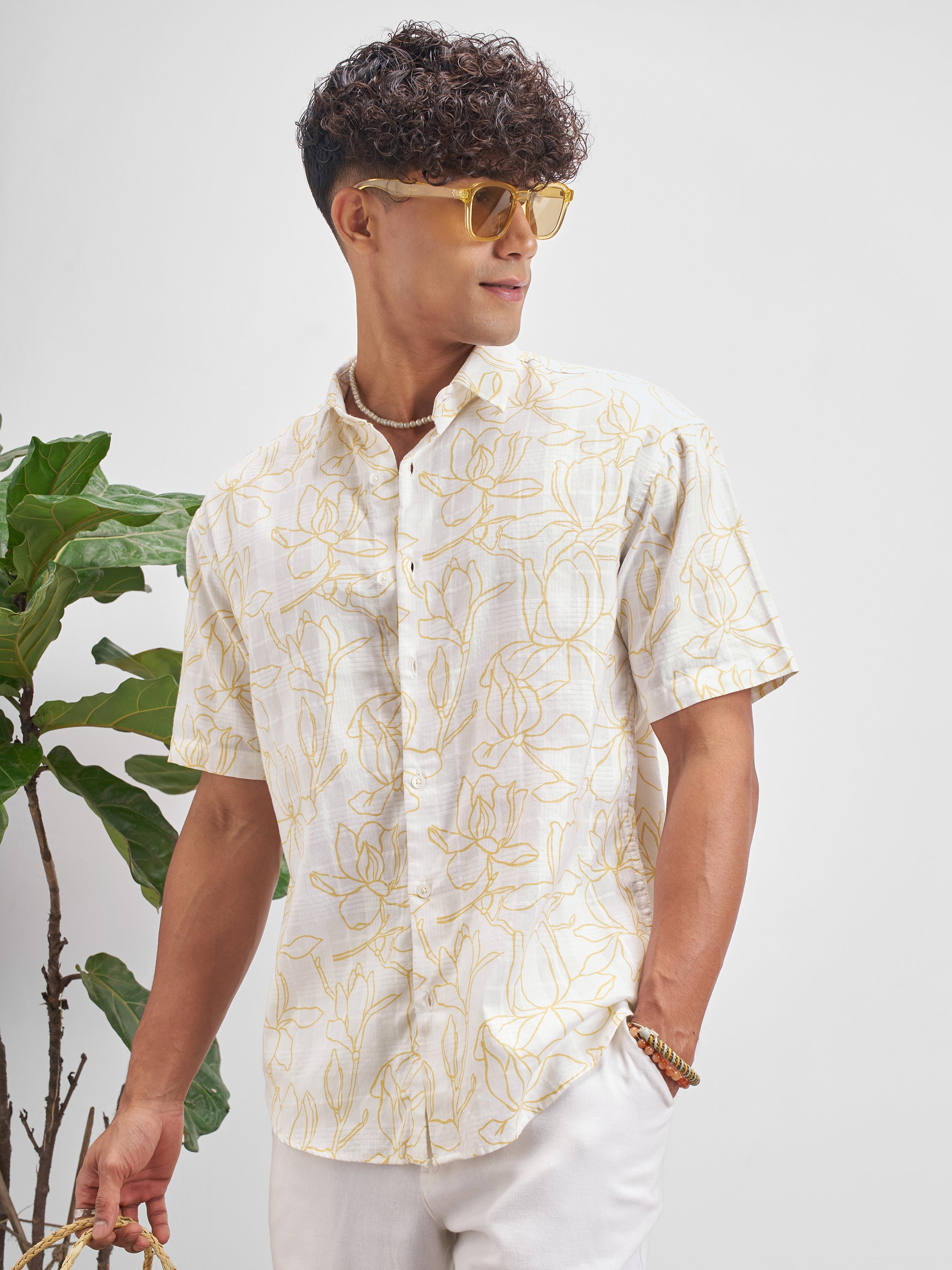 Highlander Men White Printed Relaxed Fit Casual Shirt - White - Image 4