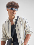 Highlander Men Off White Striped Relaxed Fit Casual Shirt - Off White - Image 1
