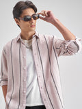 Highlander Men Pink Striped Relaxed Fit Casual shirt - Pink - Image 1