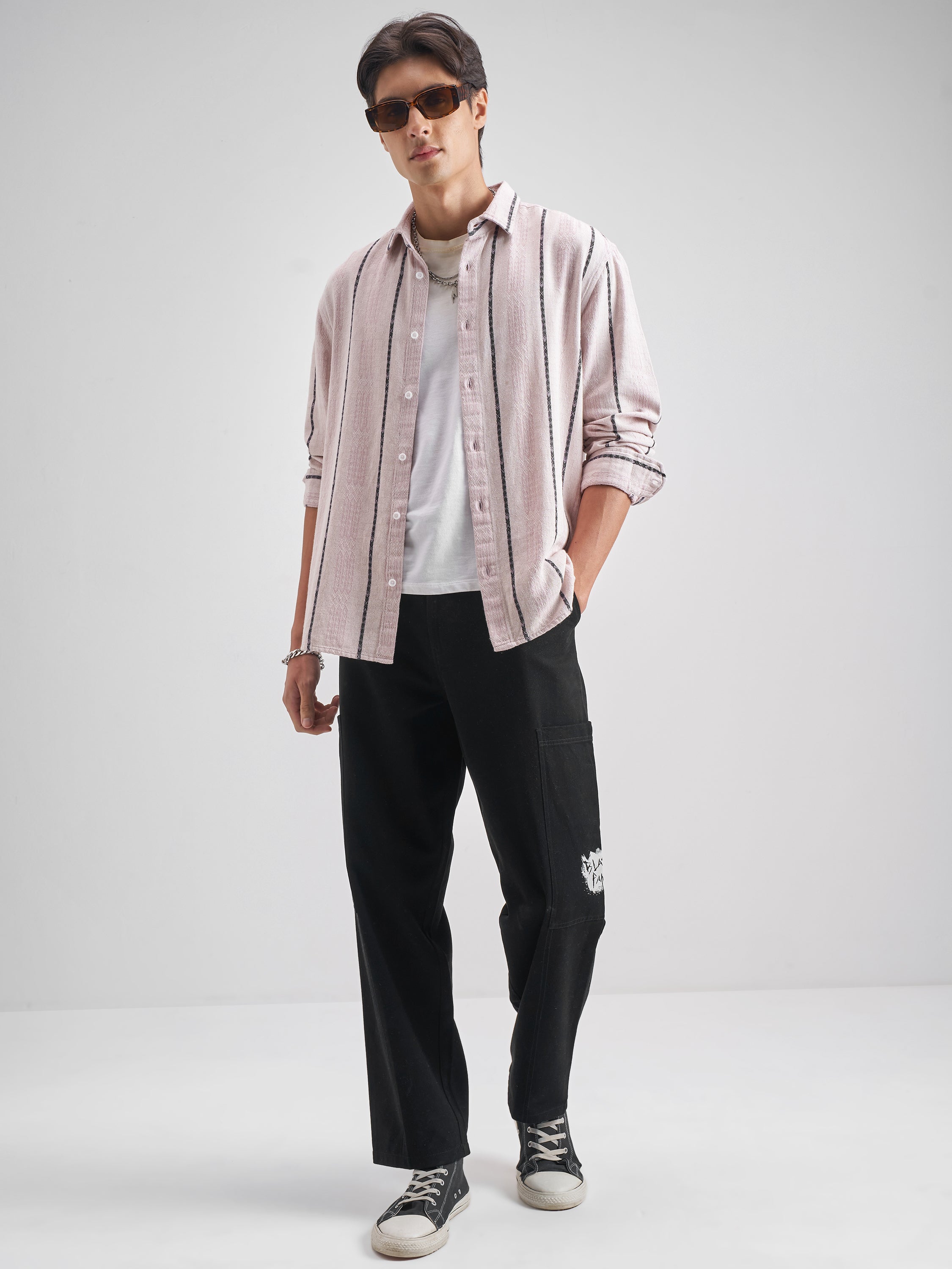 Highlander Men Pink Striped Relaxed Fit Casual shirt - Pink - Image 2