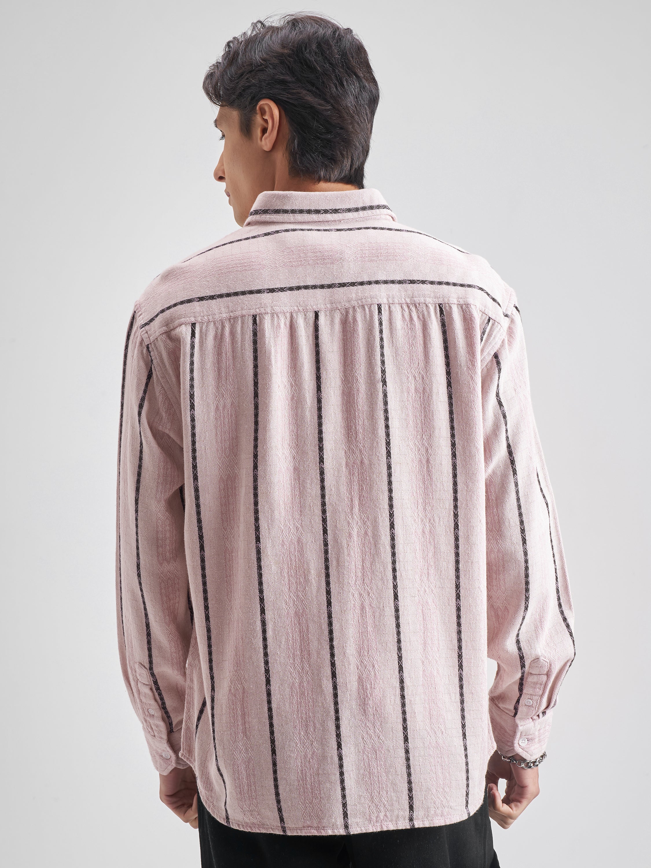 Highlander Men Pink Striped Relaxed Fit Casual shirt - Pink - Image 3