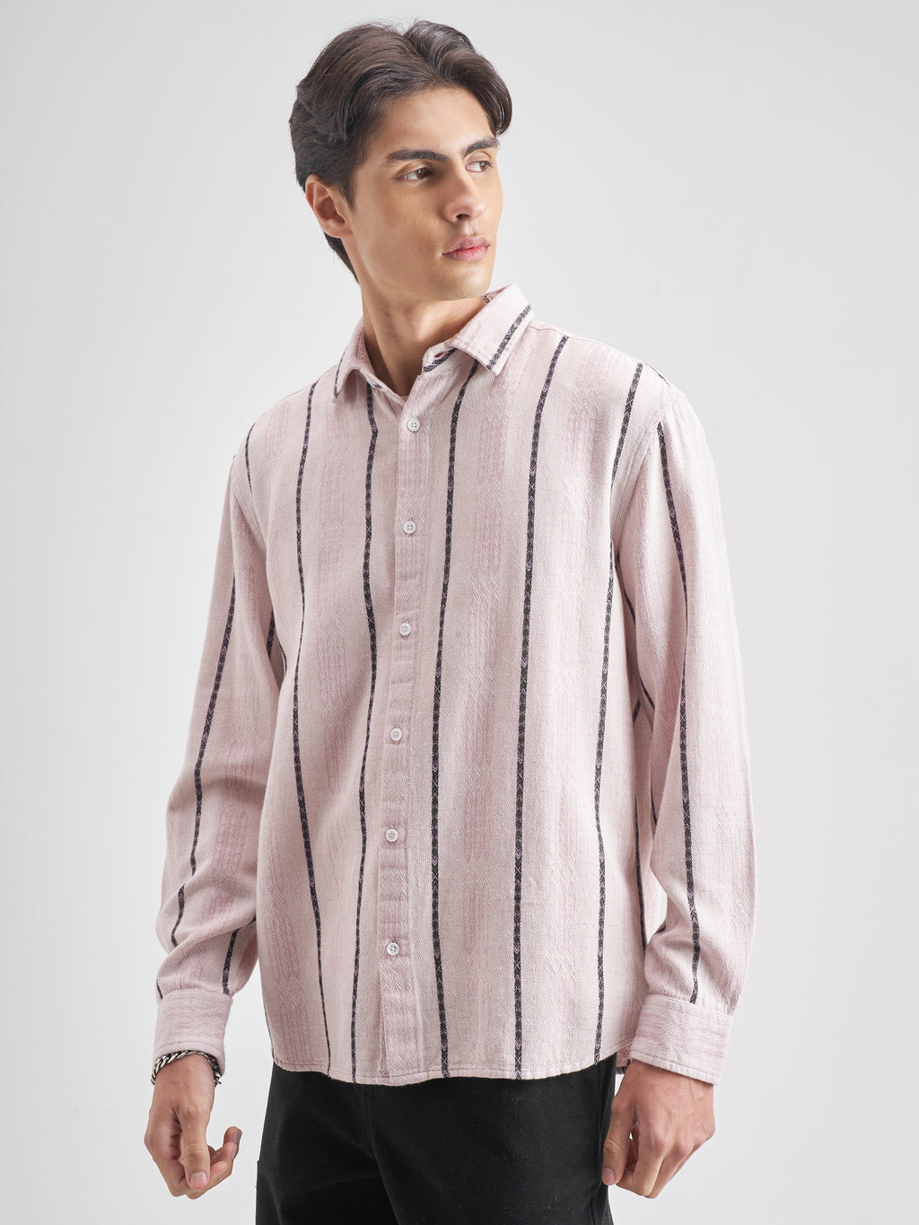 Highlander Men Pink Striped Relaxed Fit Casual shirt - Pink - Image 4