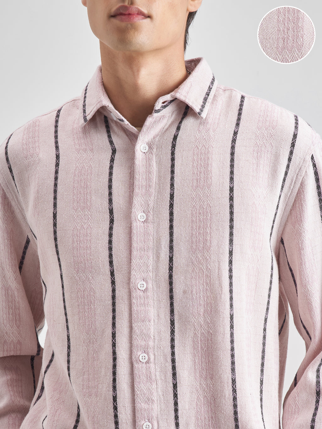 Highlander Men Pink Striped Relaxed Fit Casual shirt - Pink - Image 5