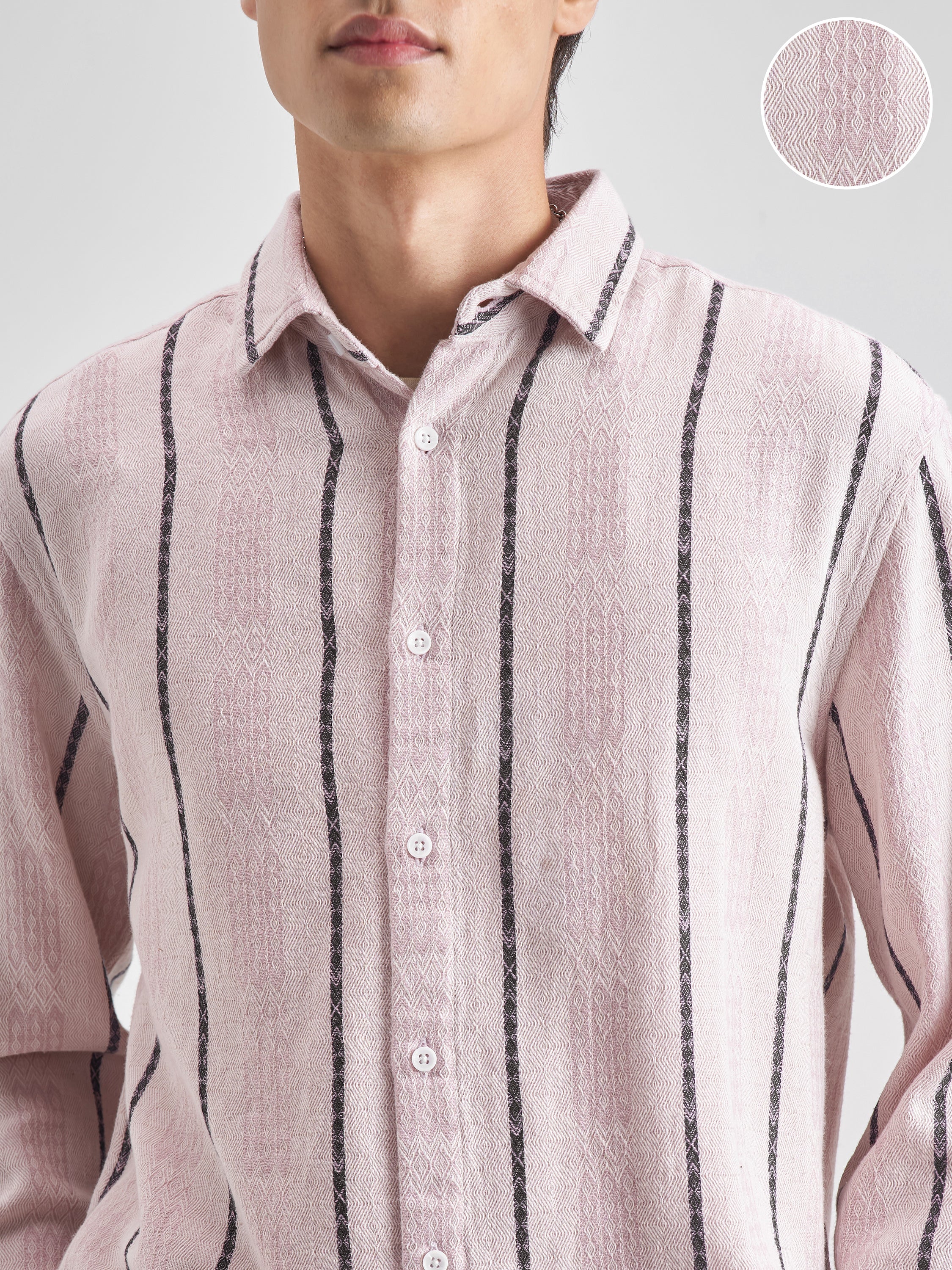 Highlander Men Pink Striped Relaxed Fit Casual shirt - Pink - Image 5