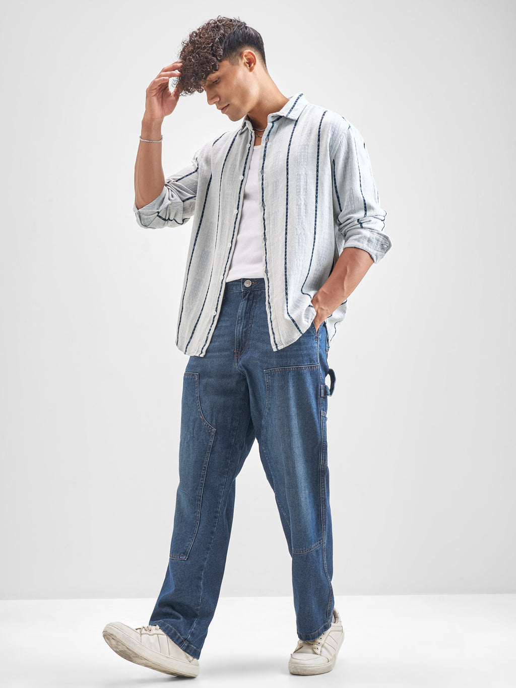 Highlander Men Blue Blue Striped Relaxed Fit Casual Shirt - Blue - Image 2