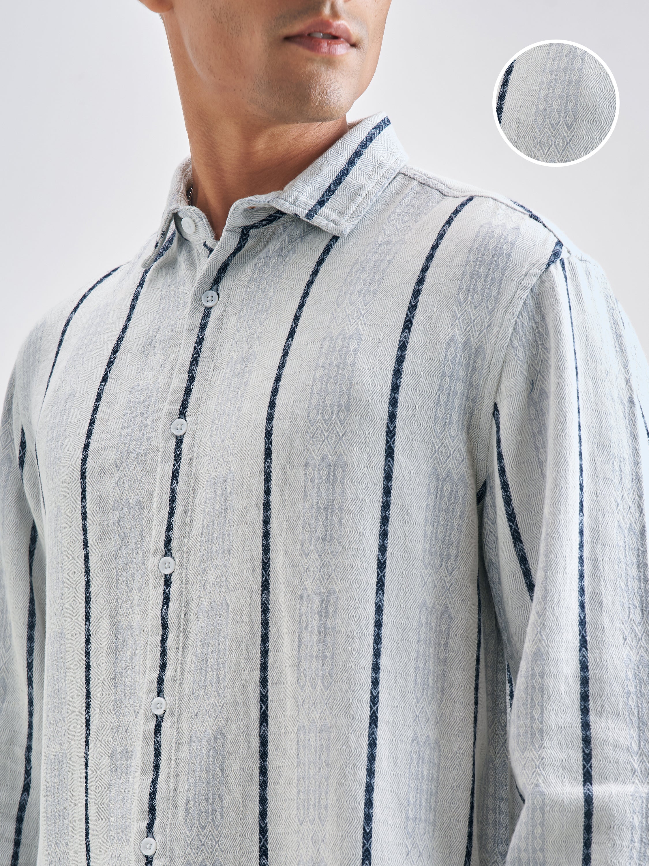 Highlander Men Blue Blue Striped Relaxed Fit Casual Shirt - Blue - Image 5