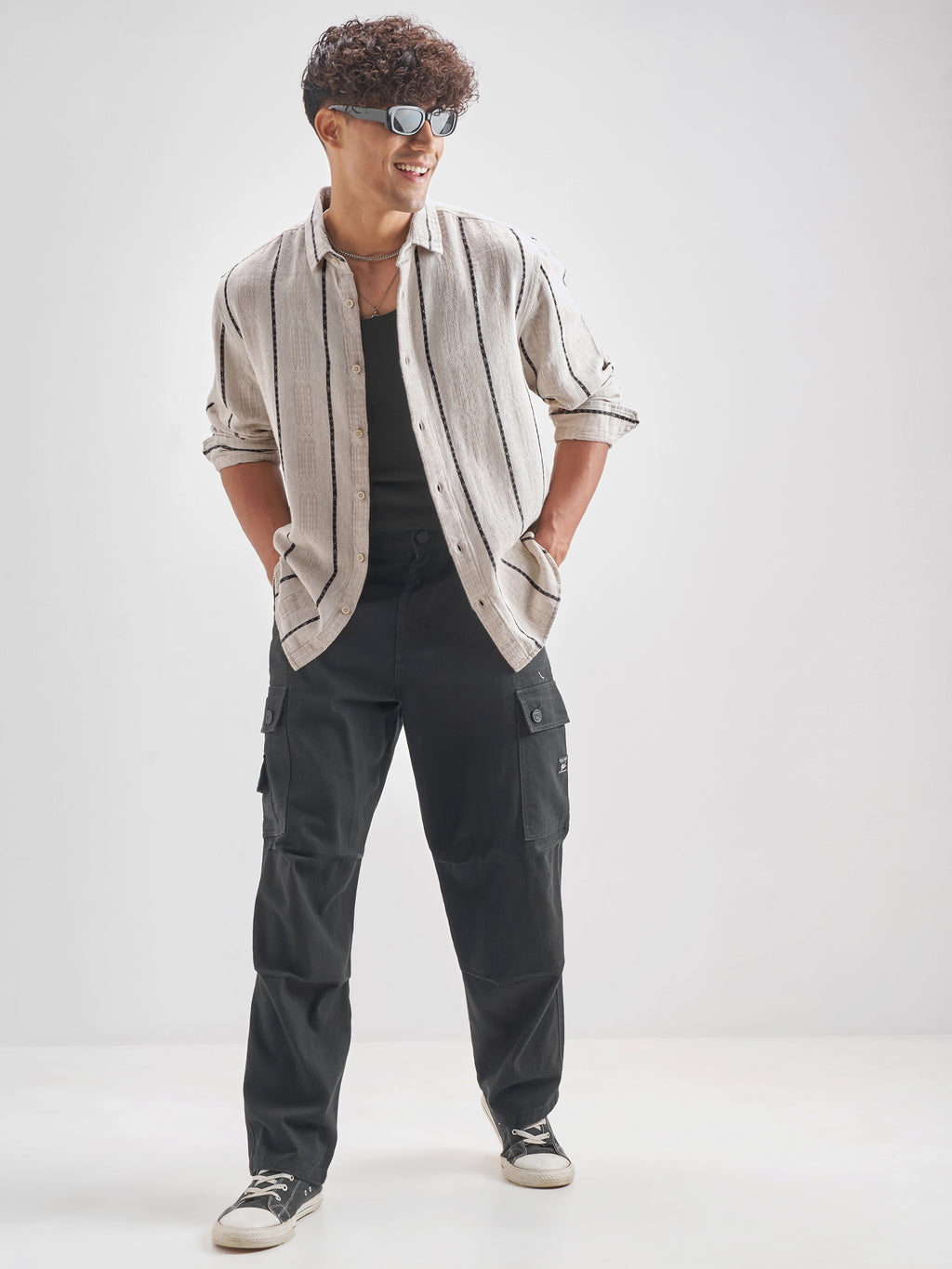 Highlander Men Beige Striped Relaxed Fit Casual Shirt - Beige - Image 2