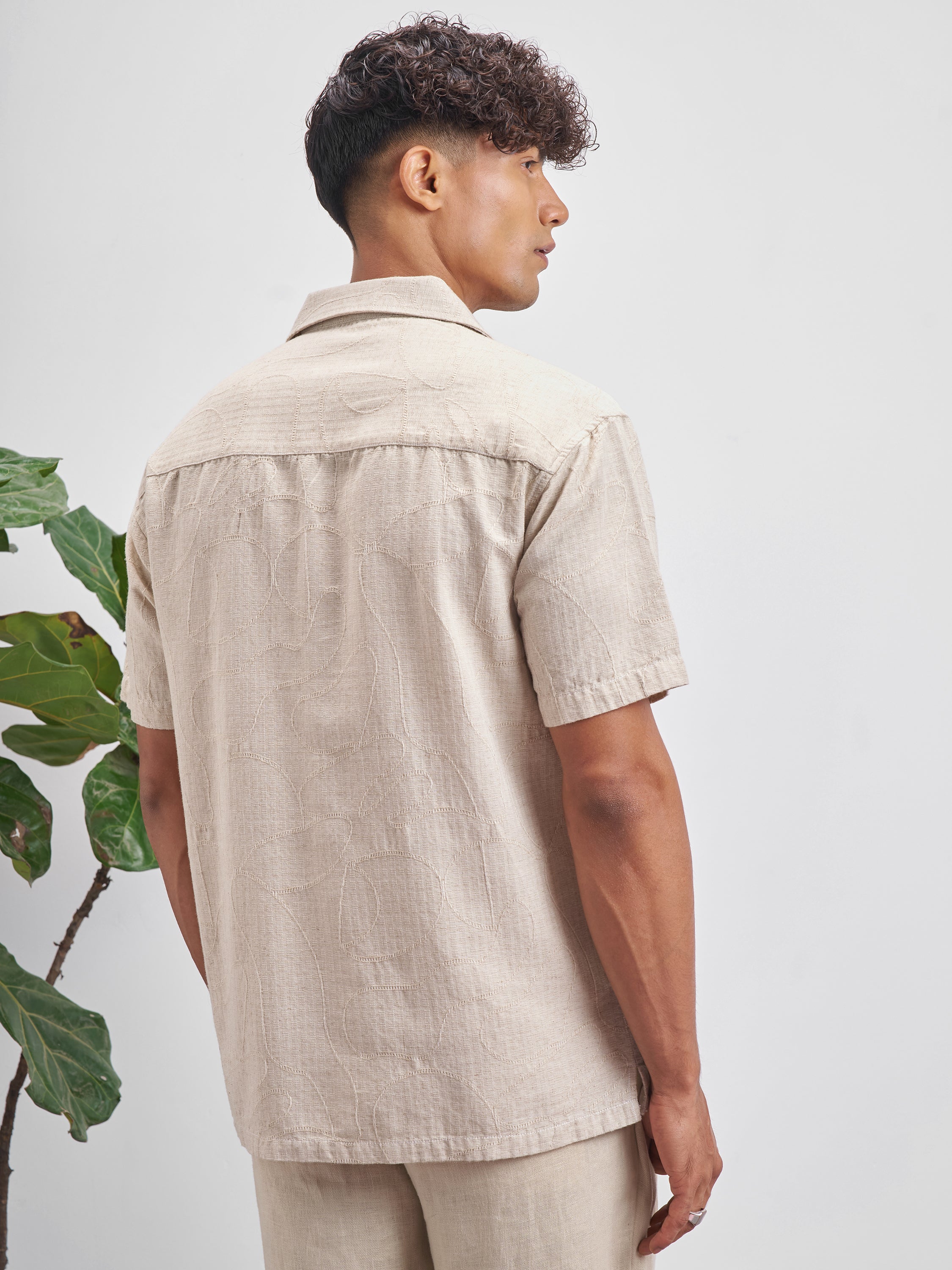 Highlander Men Tan Solid Relaxed Fit Casual Shirt - Tan - Image 3