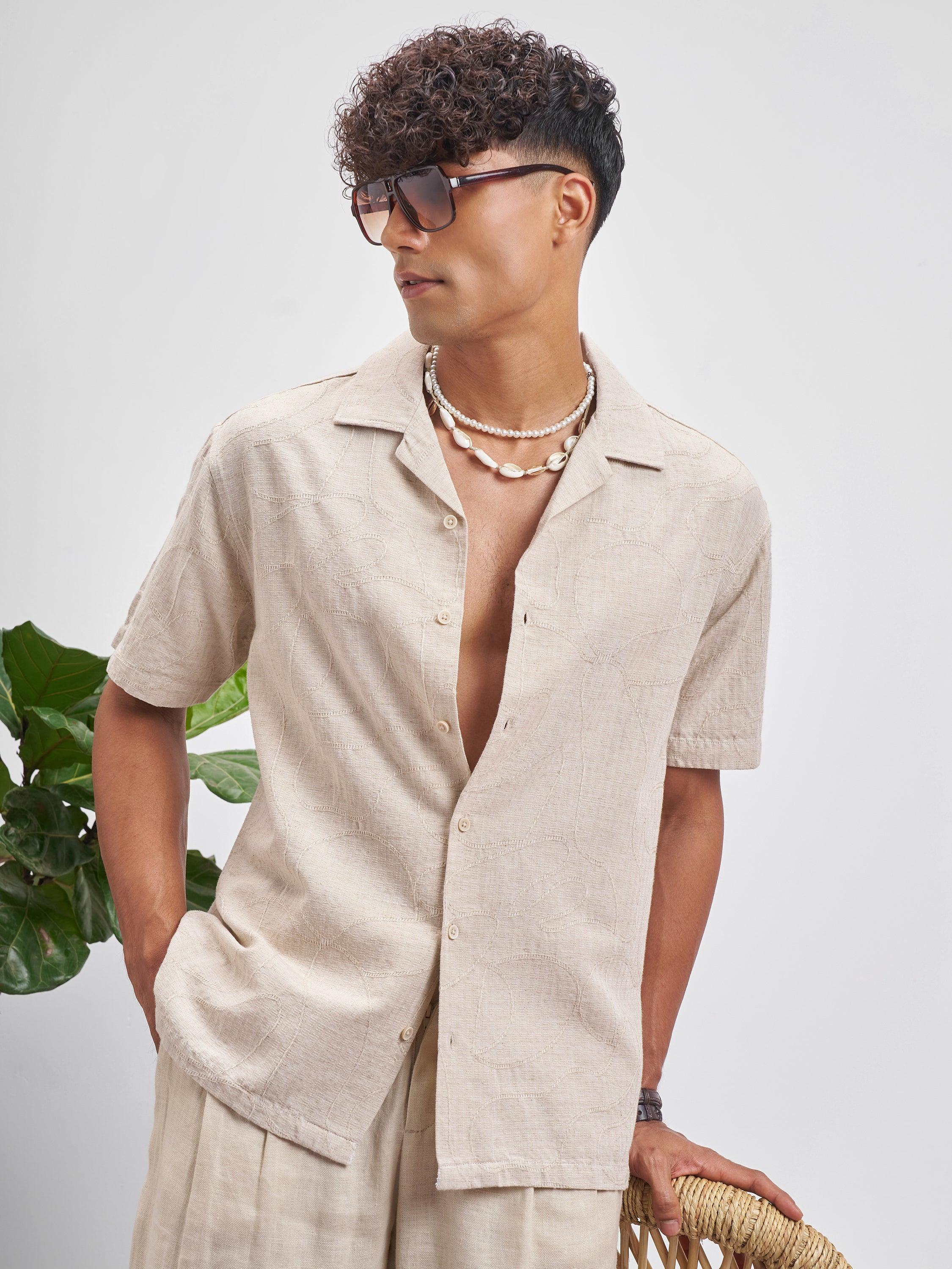 Highlander Men Tan Solid Relaxed Fit Casual Shirt - Tan - Image 4