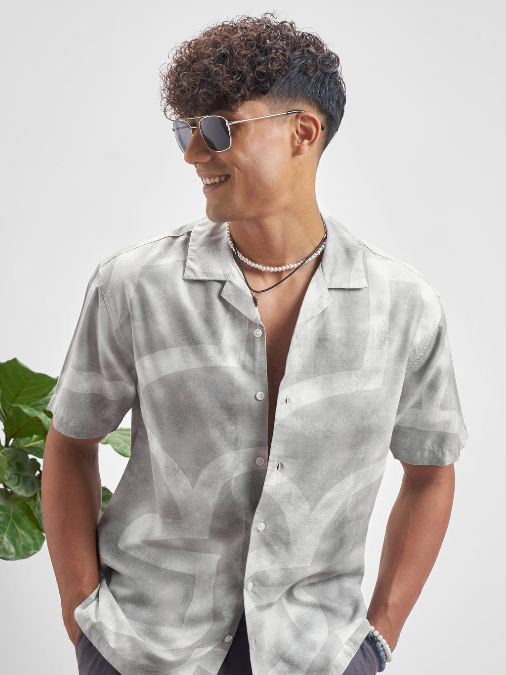 Highlander Men Grey Printed Relaxed Fit Casual Shirt - Grey - Image 1