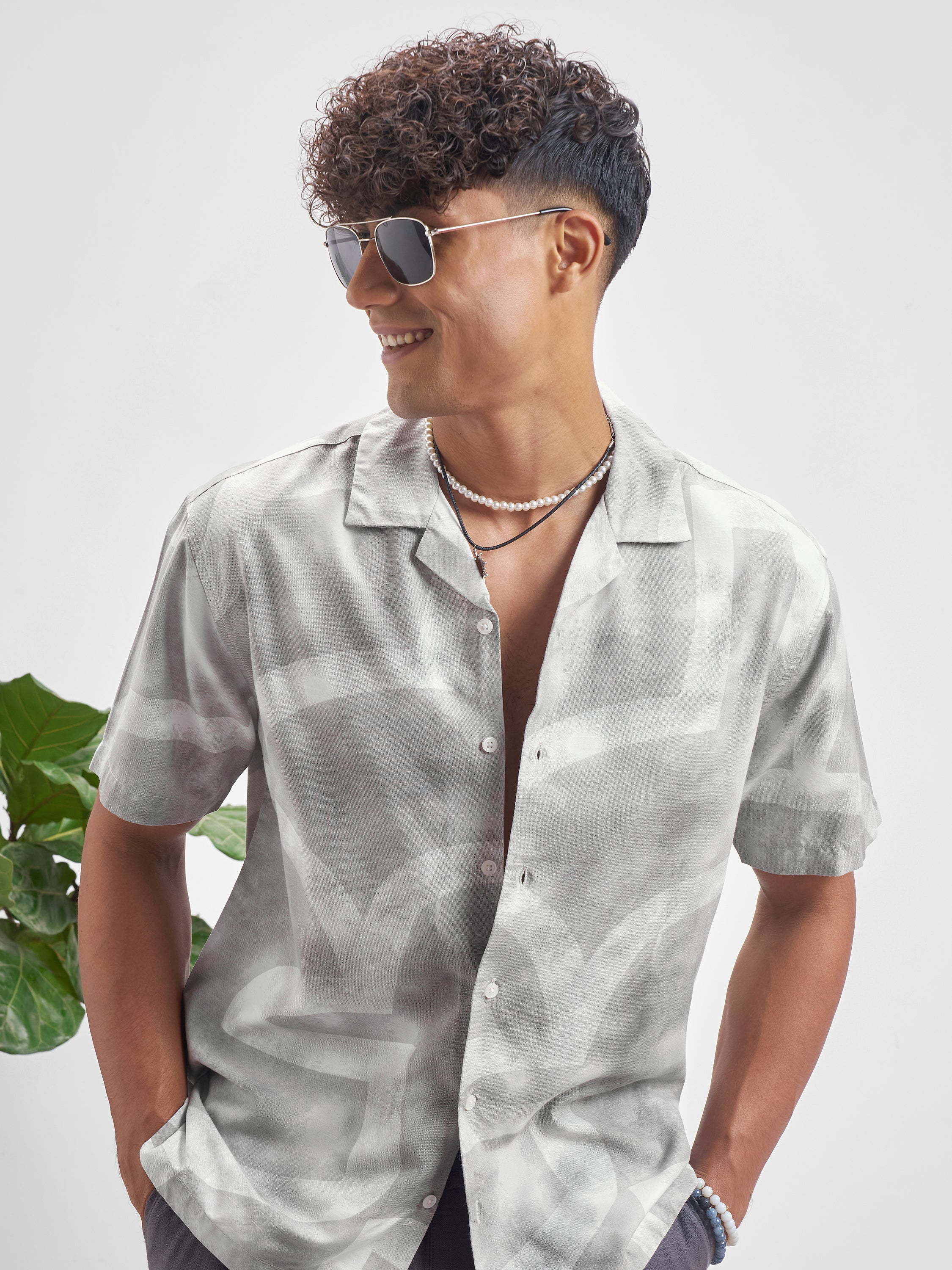 Highlander Men Grey Printed Relaxed Fit Casual Shirt - Grey - Image 1