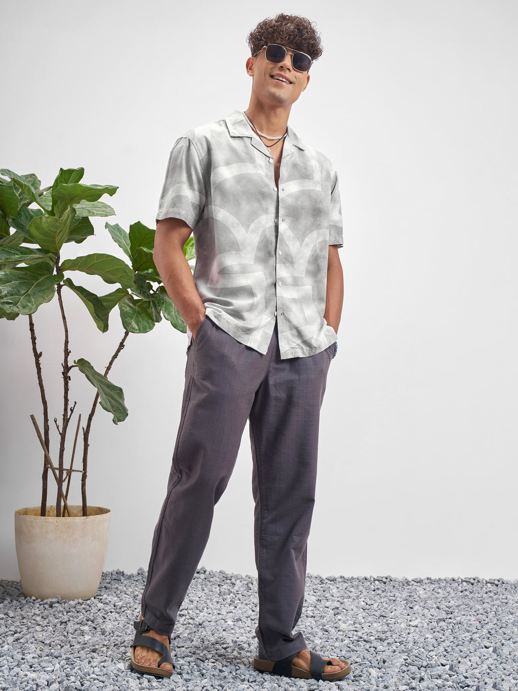 Highlander Men Grey Printed Relaxed Fit Casual Shirt - Grey - Image 2