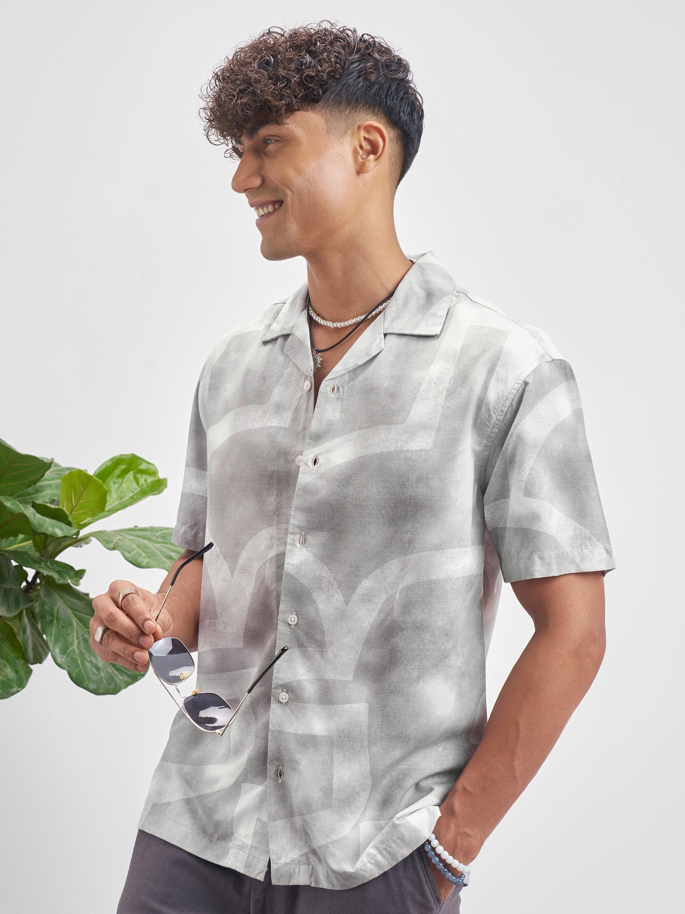Highlander Men Grey Printed Relaxed Fit Casual Shirt - Grey - Image 4