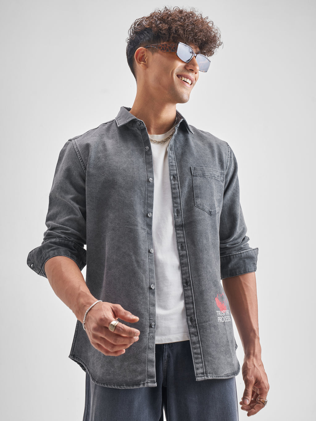 Highlander Men Grey Printed Regular Fit Casual Shirt - Grey - Image 3